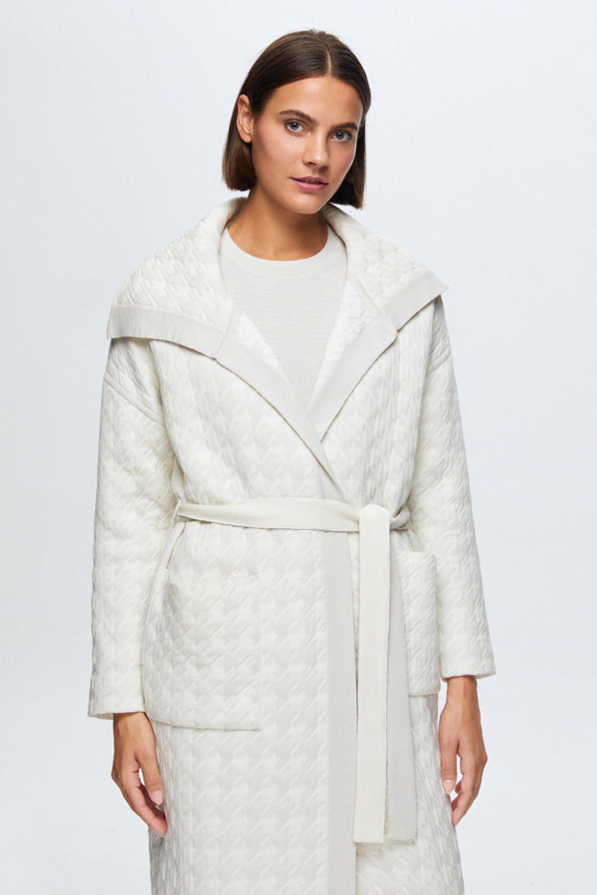 Miss Dalida Kaz Ayağı Desenli Kapitone Kadın Hırka - Eser Giyim