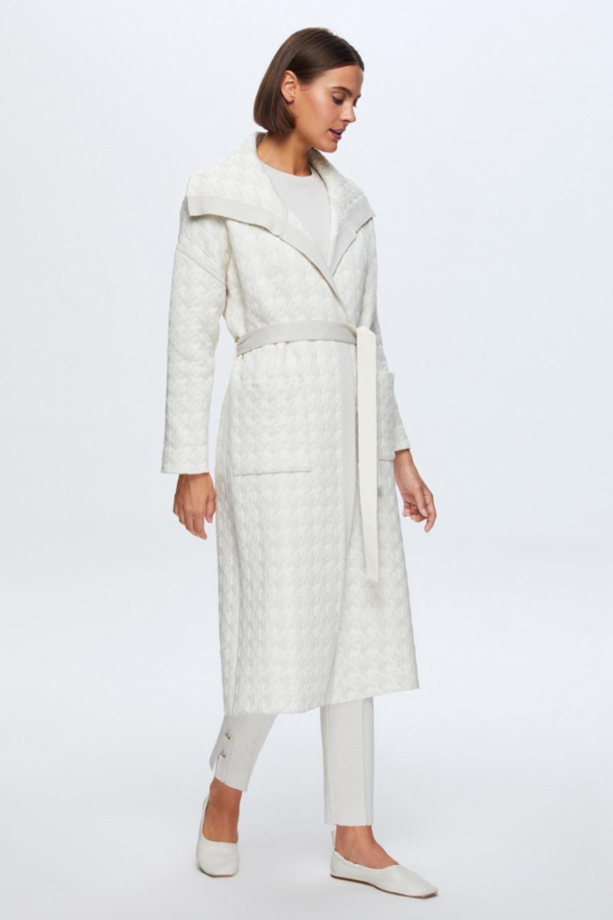 Miss Dalida Kaz Ayağı Desenli Kapitone Kadın Hırka - Eser Giyim