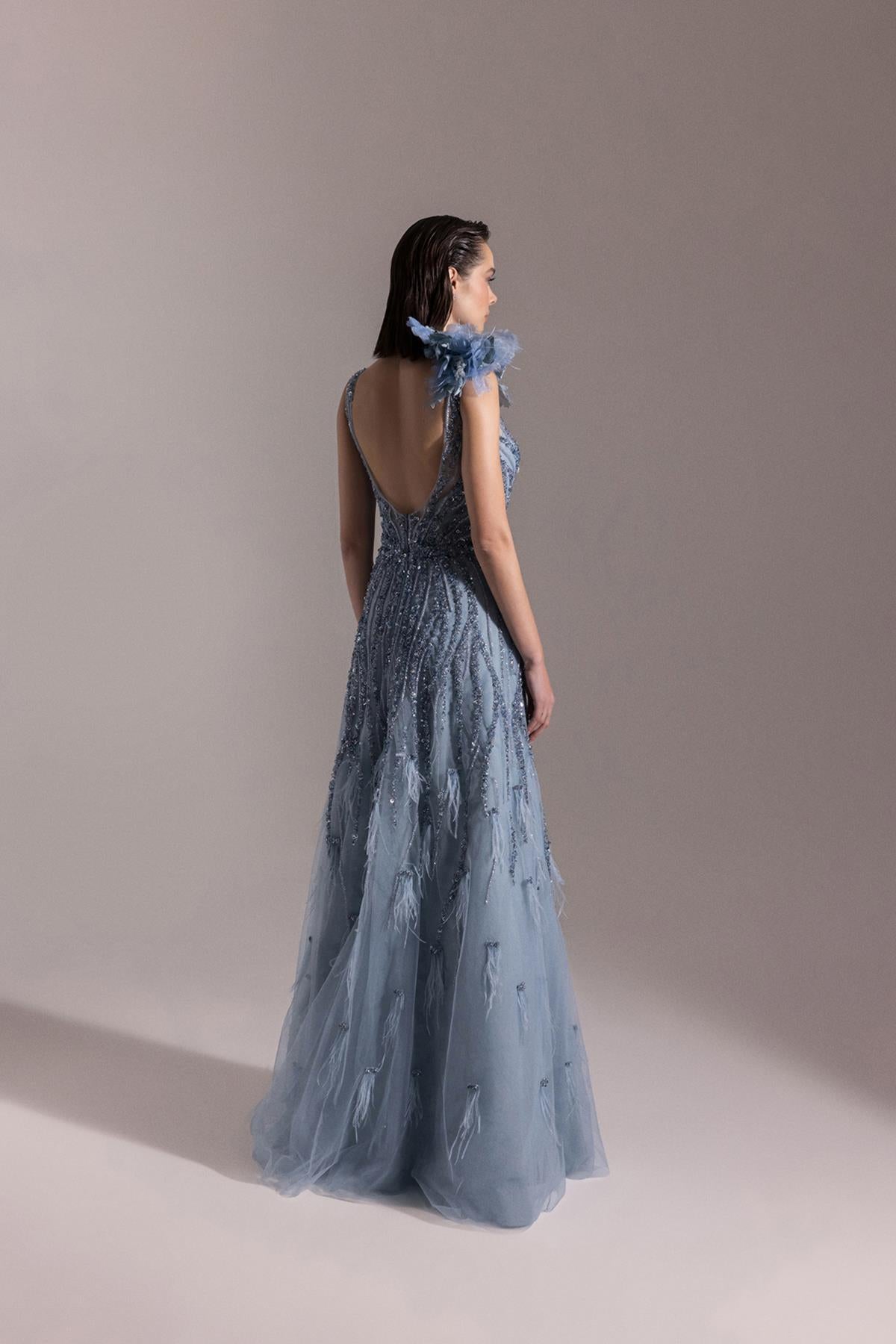 One Shoulder Otrish Flower Plus Size Evening Dress