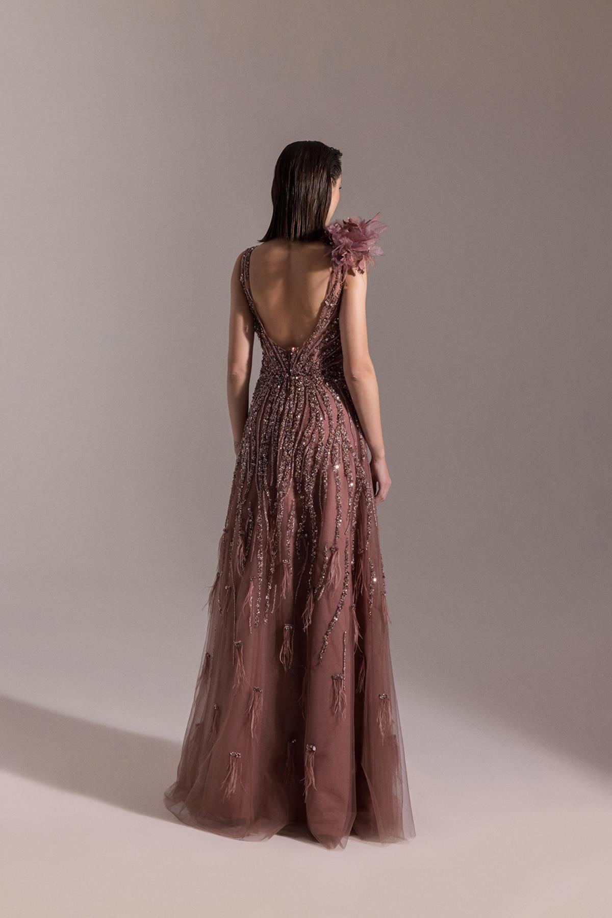 One Shoulder Otrish Flower Plus Size Evening Dress