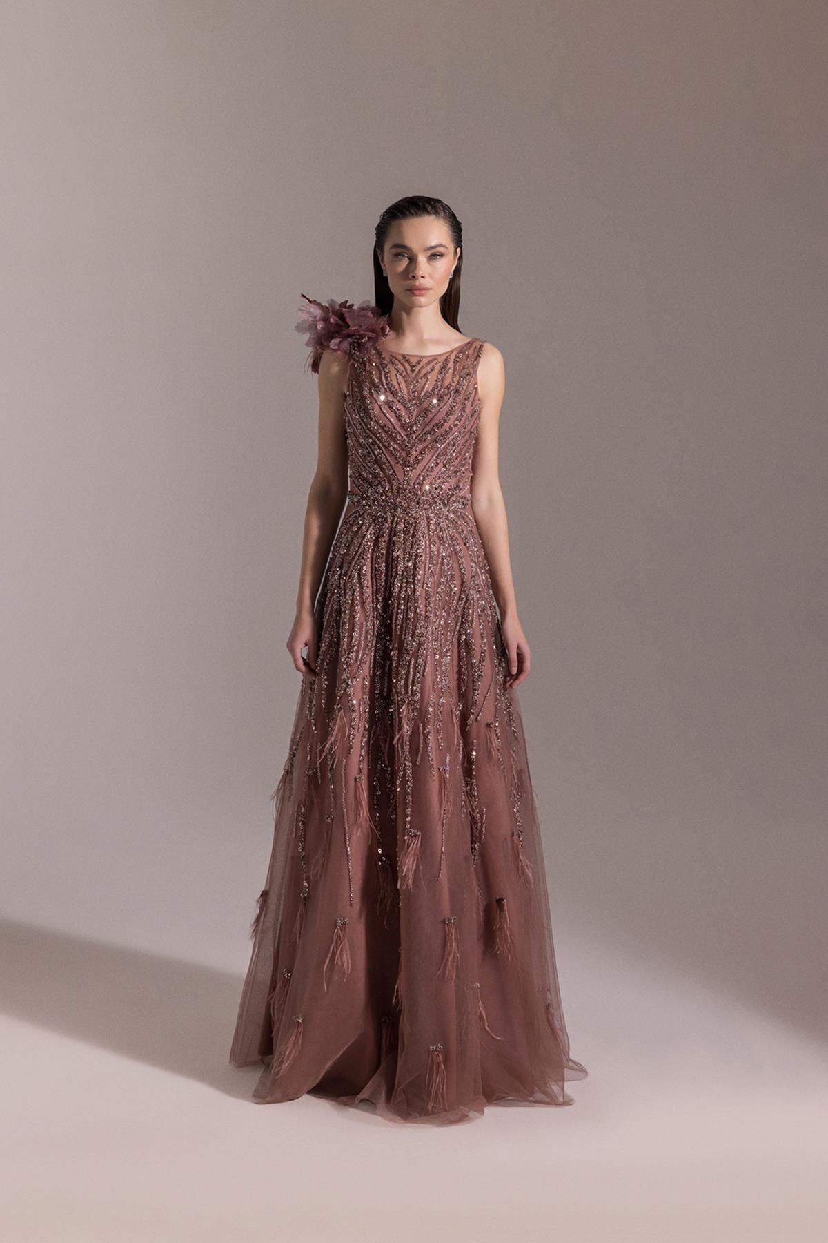 One Shoulder Otrish Flower Plus Size Evening Dress