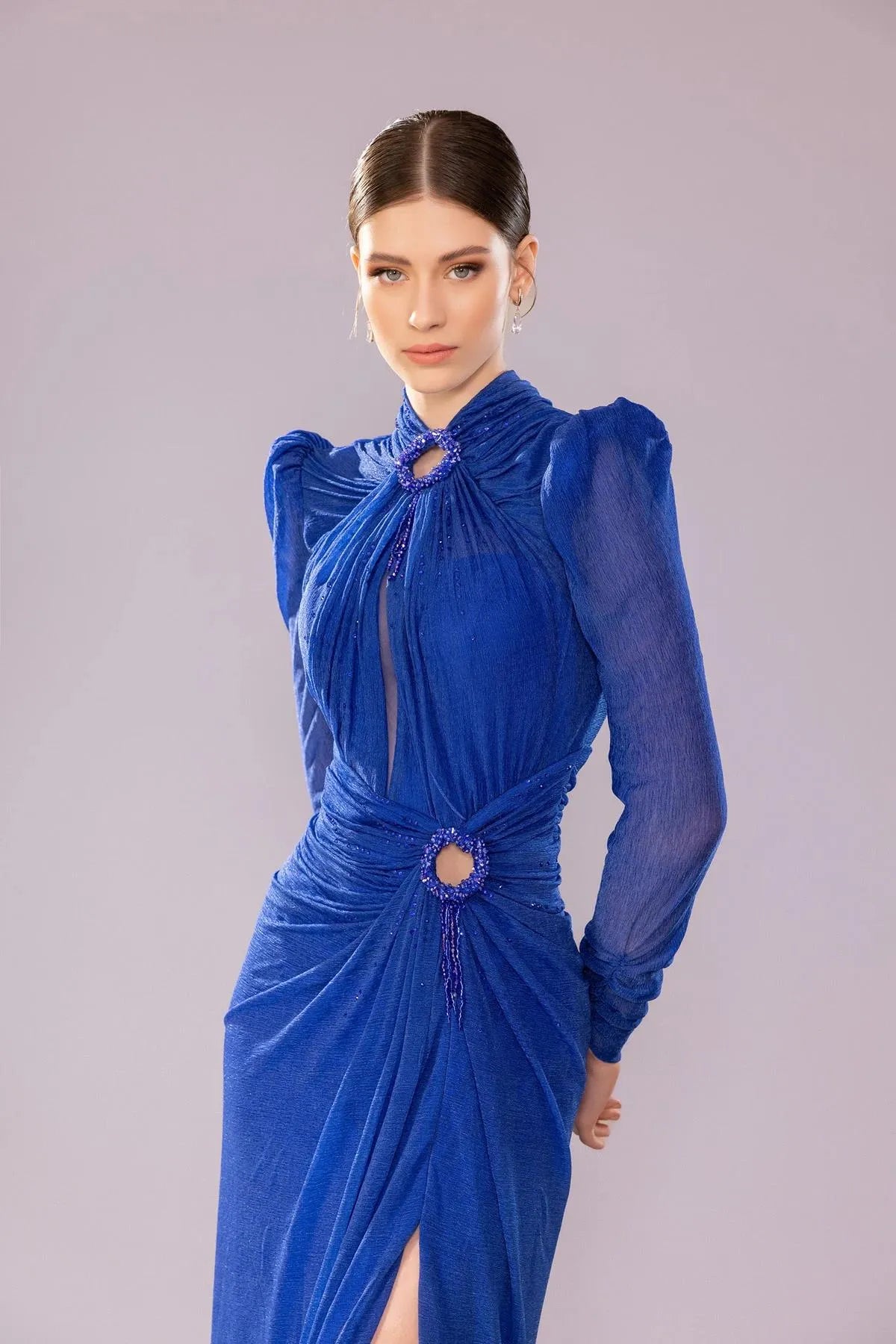 Waist Ring Accessory Crepe Evening Dress