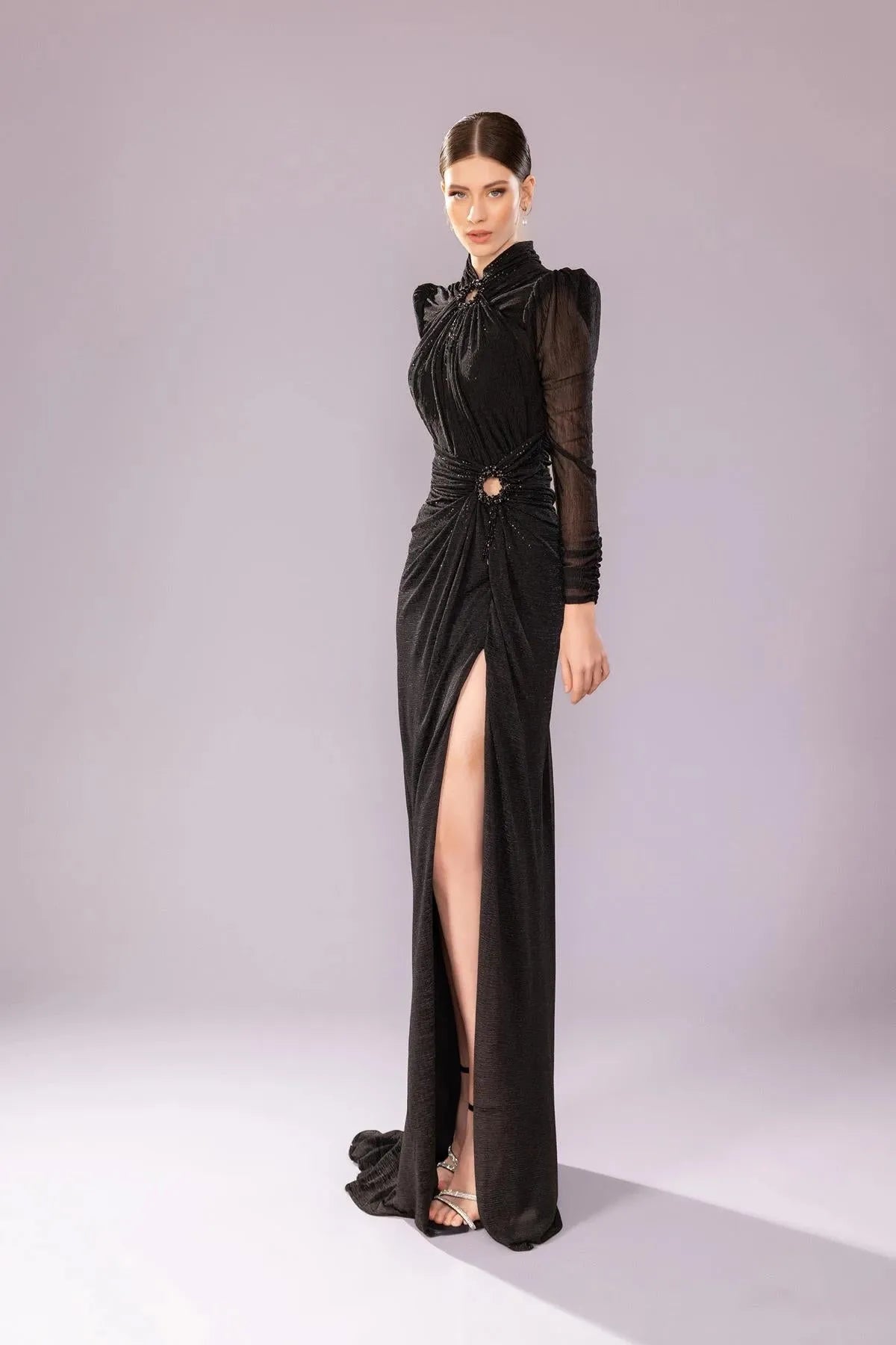 Waist Ring Accessory Crepe Evening Dress