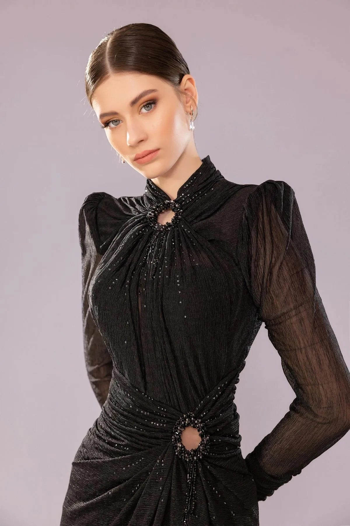 Waist Ring Accessory Crepe Evening Dress