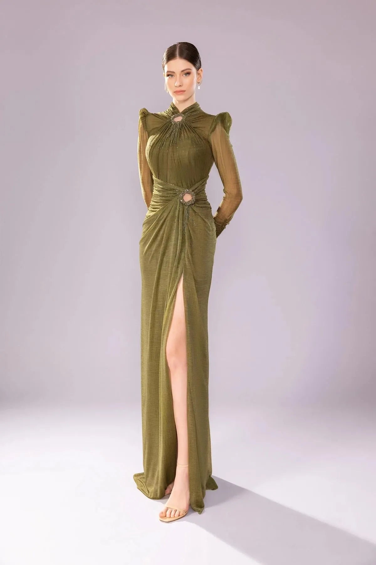 Waist Ring Accessory Crepe Evening Dress