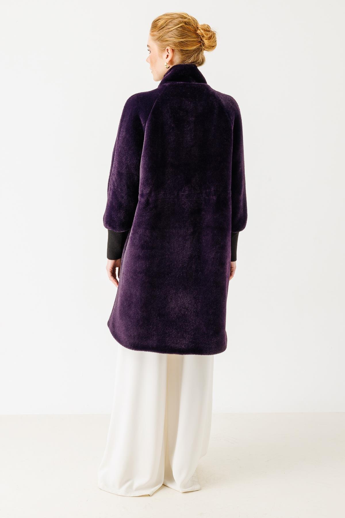 Kol Ağzı Ribanalı Sakallı Kadın Kaban - Eser Giyim