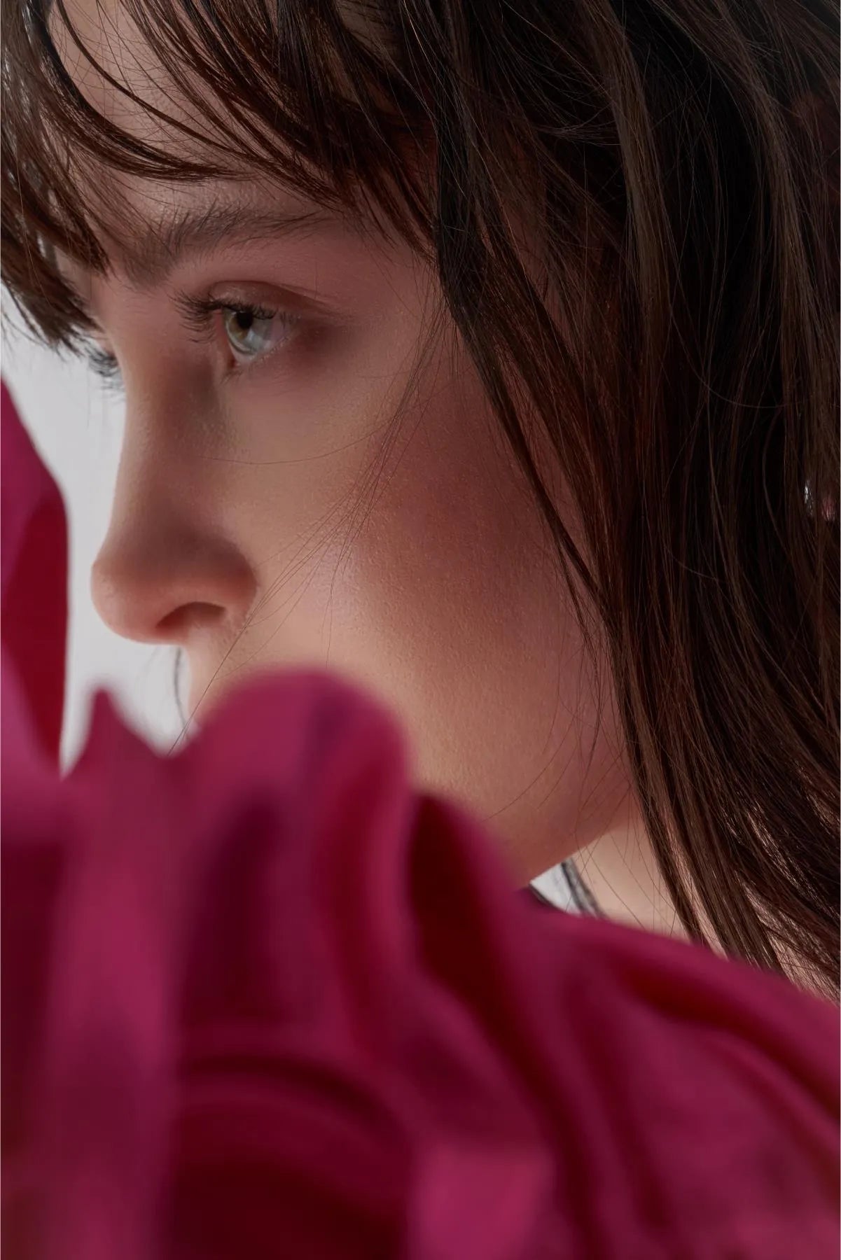 Cowl Neck. Long Evening Dress with Gathered Sleeves