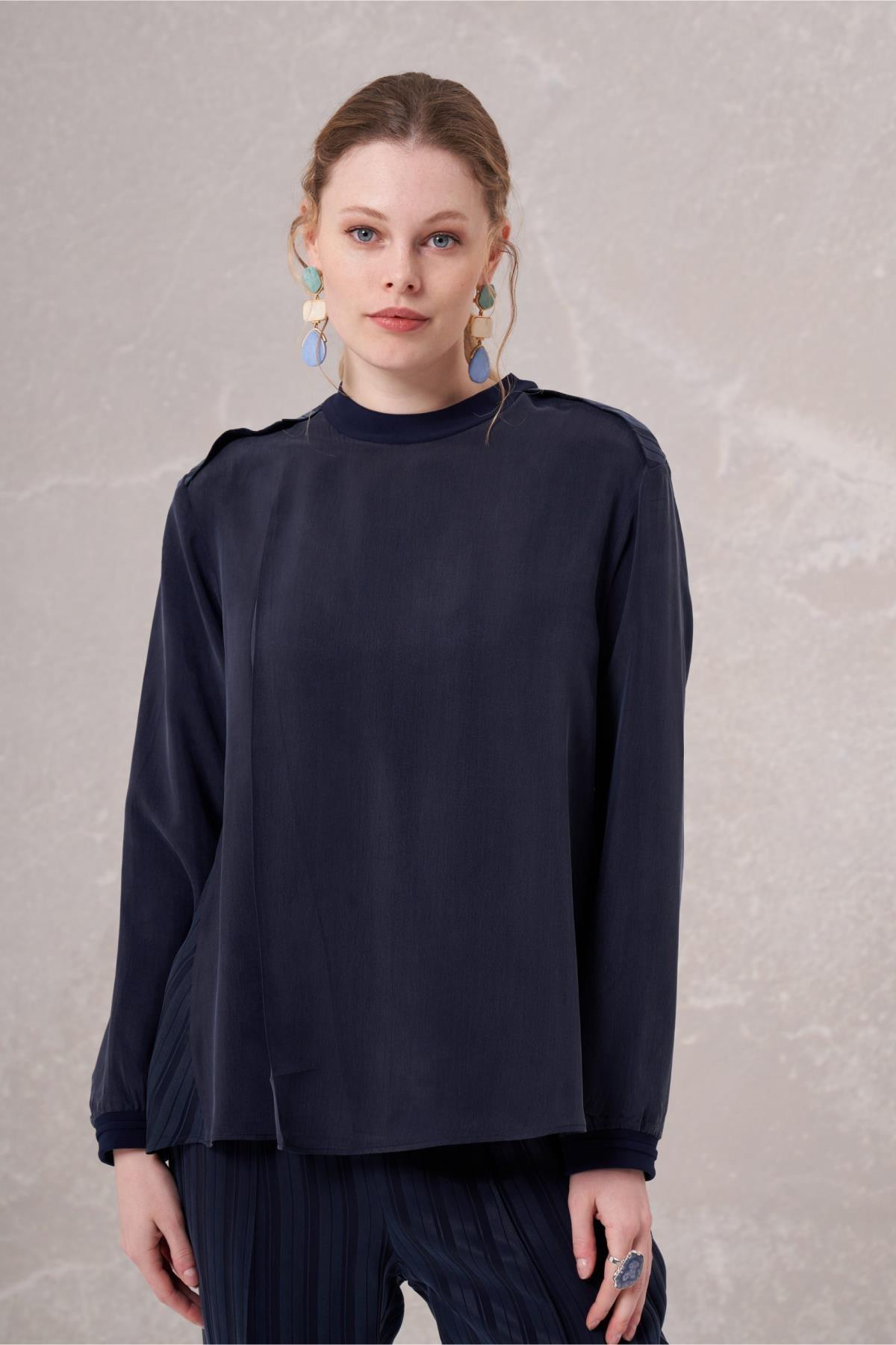 Kolları Lastikli Bisiklet Yaka Cupra Tunik - Eser Giyim