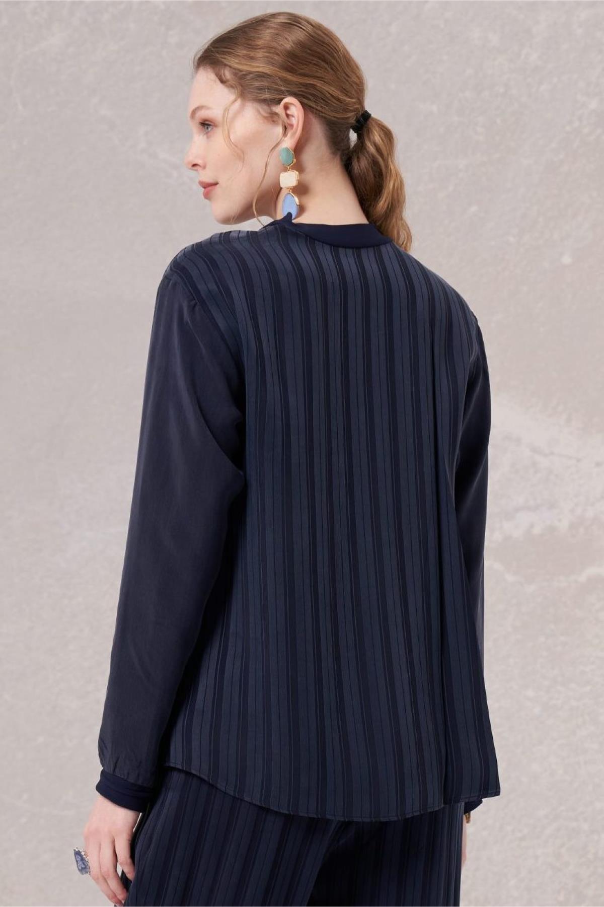 Kolları Lastikli Bisiklet Yaka Cupra Tunik - Eser Giyim