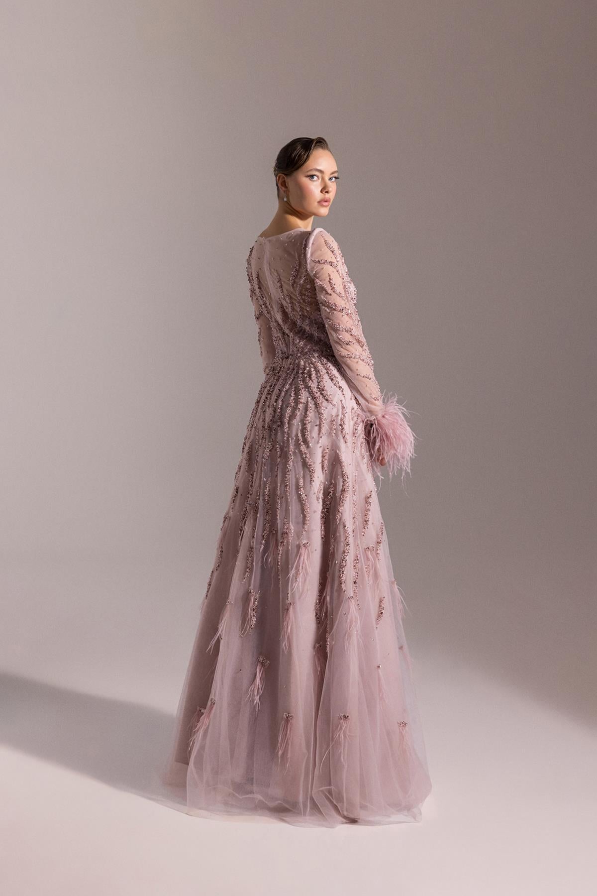 Fully Stone Embroidered Long Evening Dress