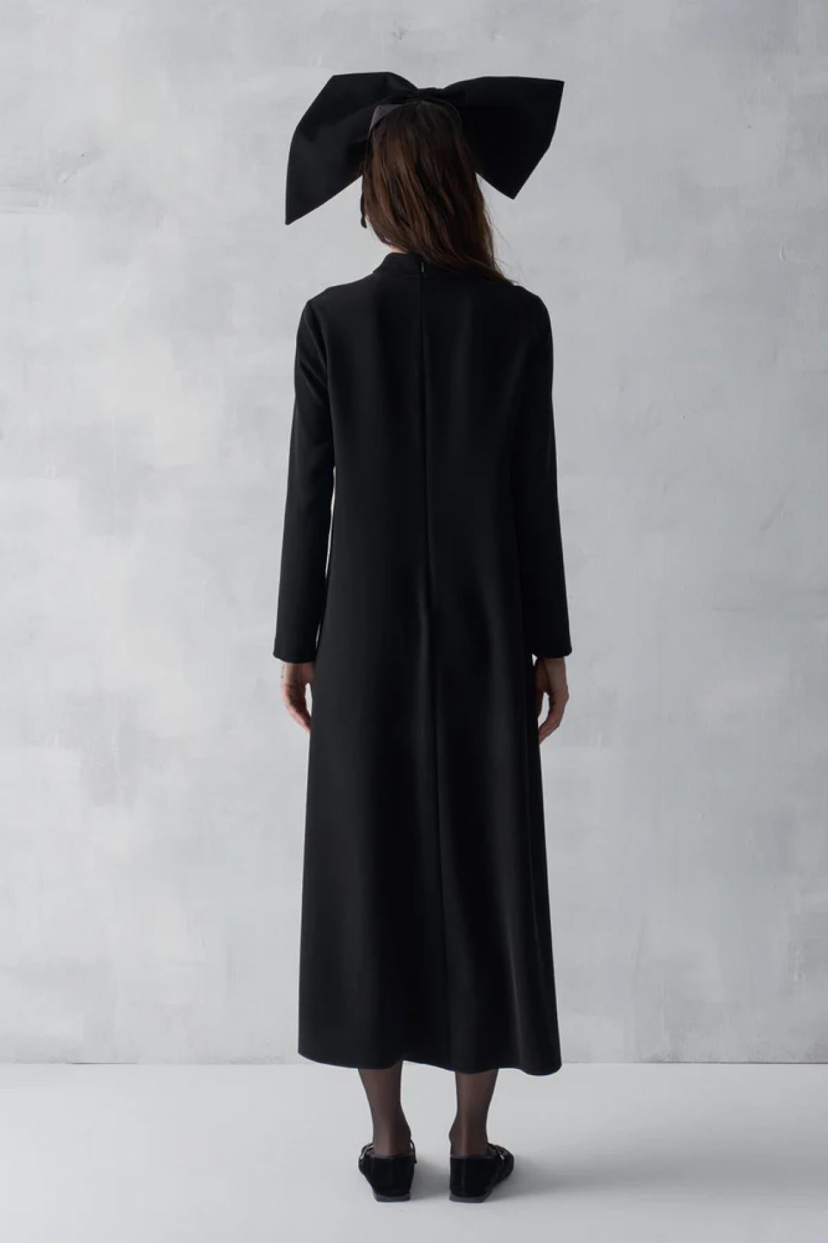 Black Long Dress with Pocket Details