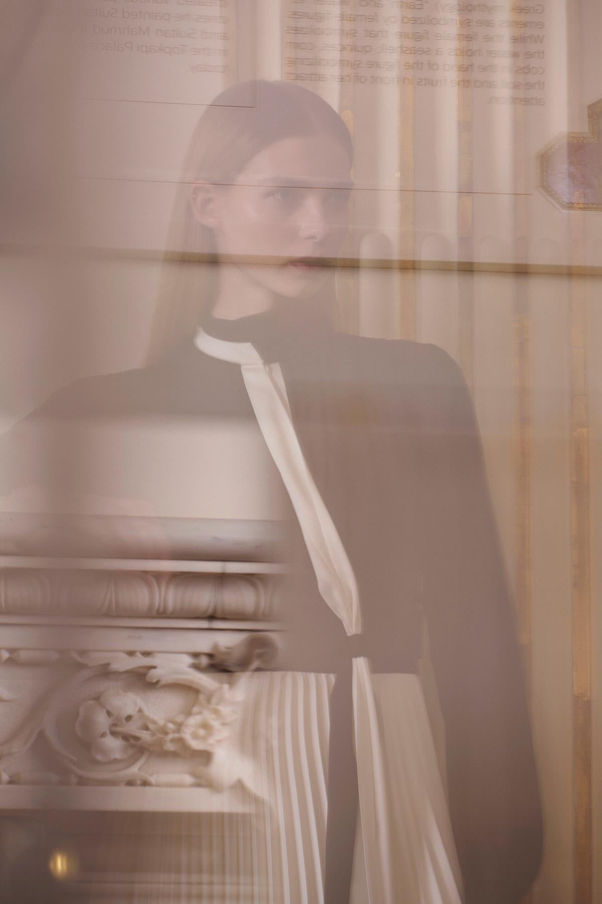 Long Sleeve Dress with Pleated Skirt Detail