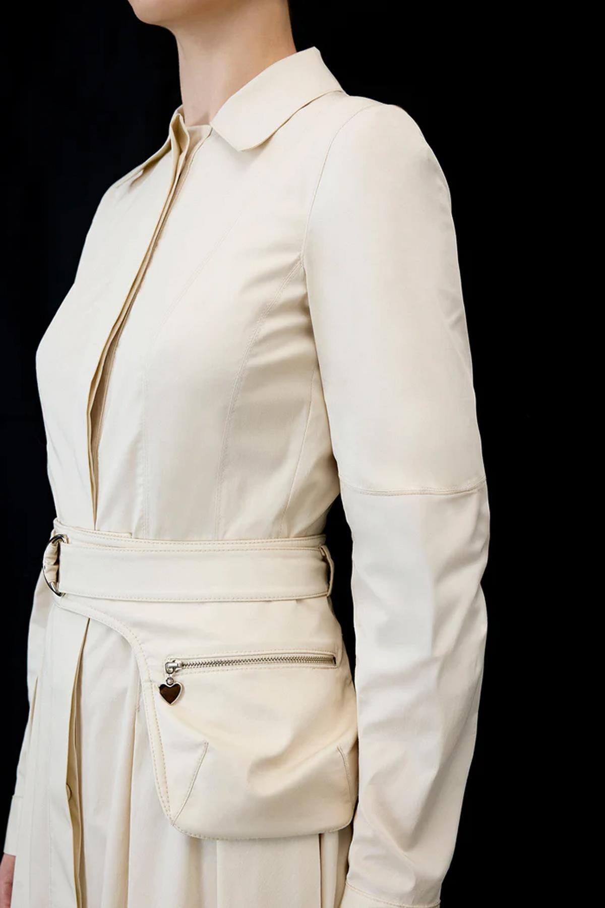 Shirt Collar Waist Belted Midi Dress