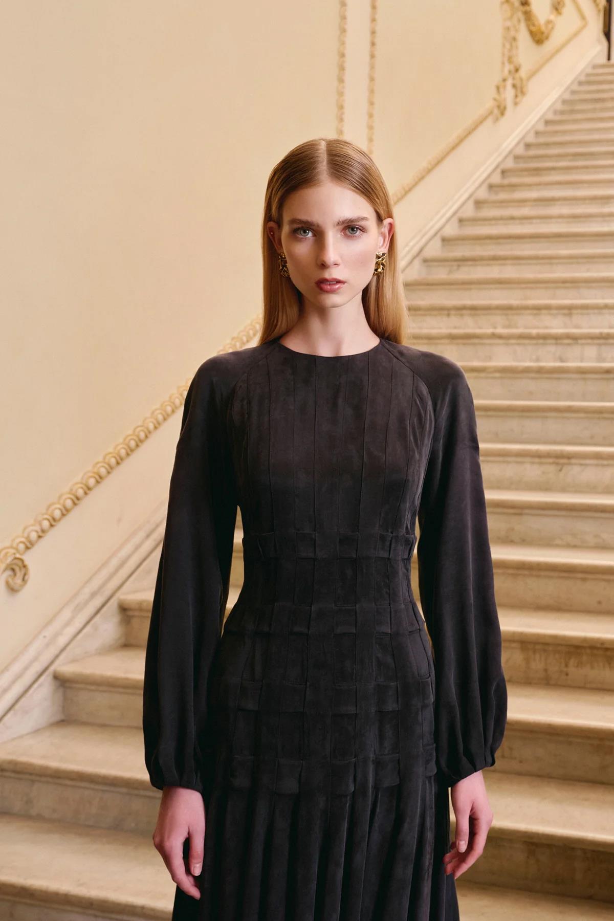 Tencel Pleated Detailed Long Dress