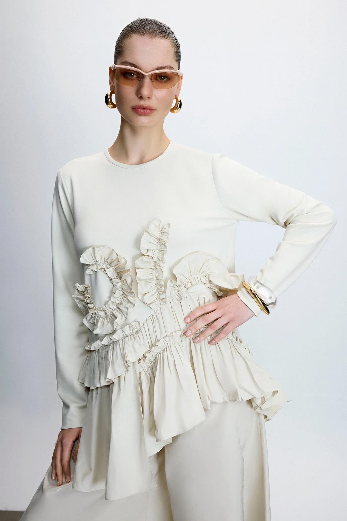 Flounce Detailed Tunic Trouser Set