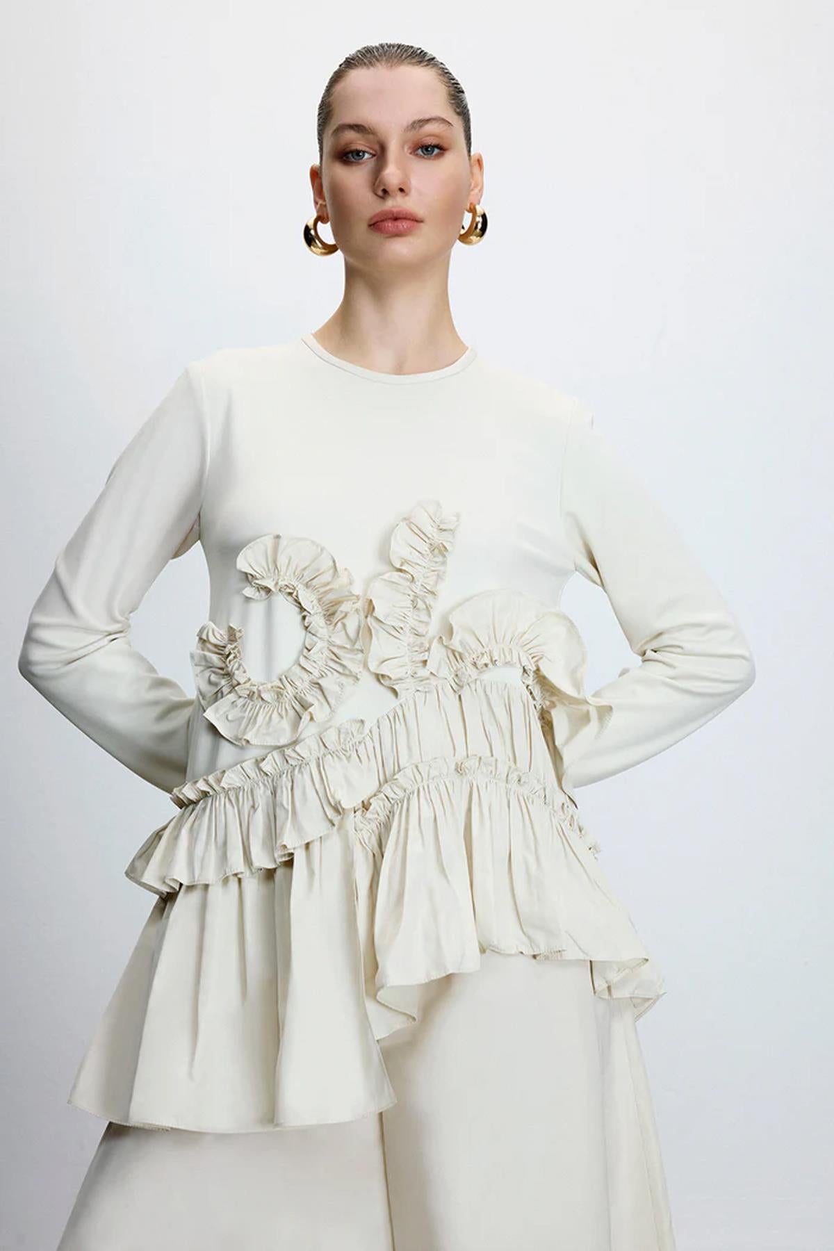 Flounce Detailed Tunic Trouser Set