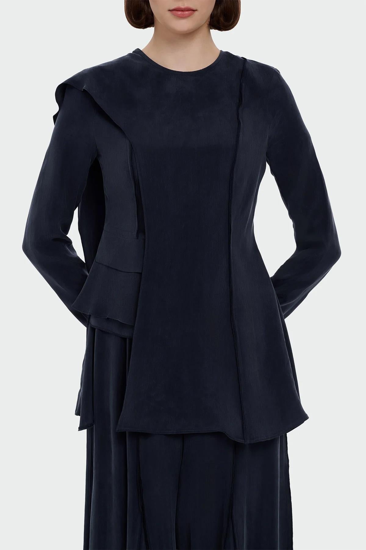 Asimetrik Kesim Bluz Bol Paça Pantolon Takım