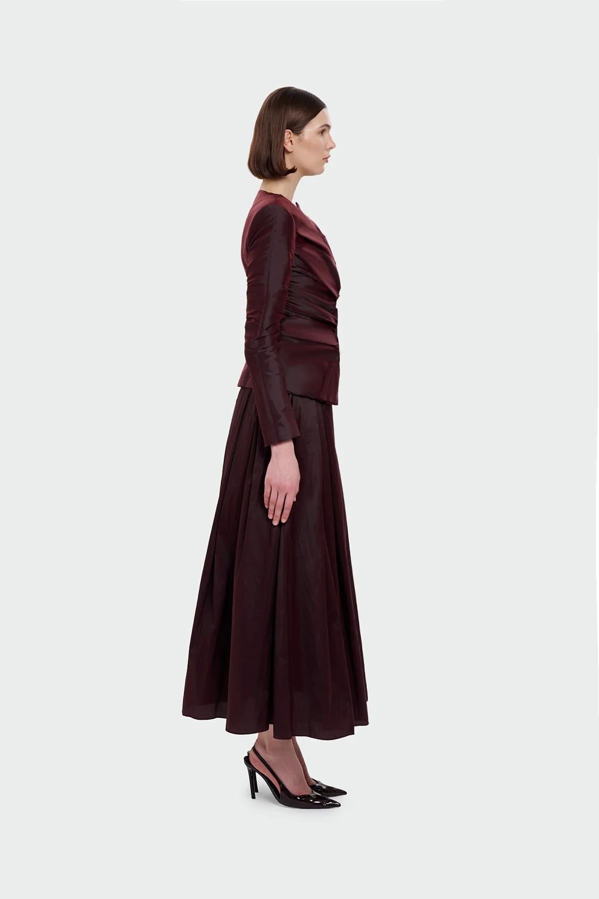 Ceket Görünümlü Uzun Kollu Bluz Etek Abiye Takım