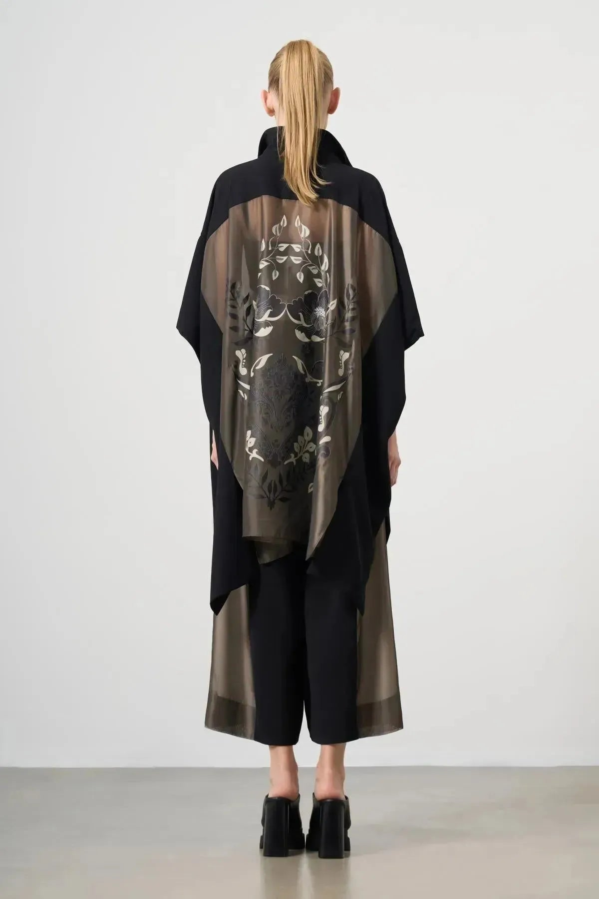 Organza Shirt with Floral Pattern on the Back