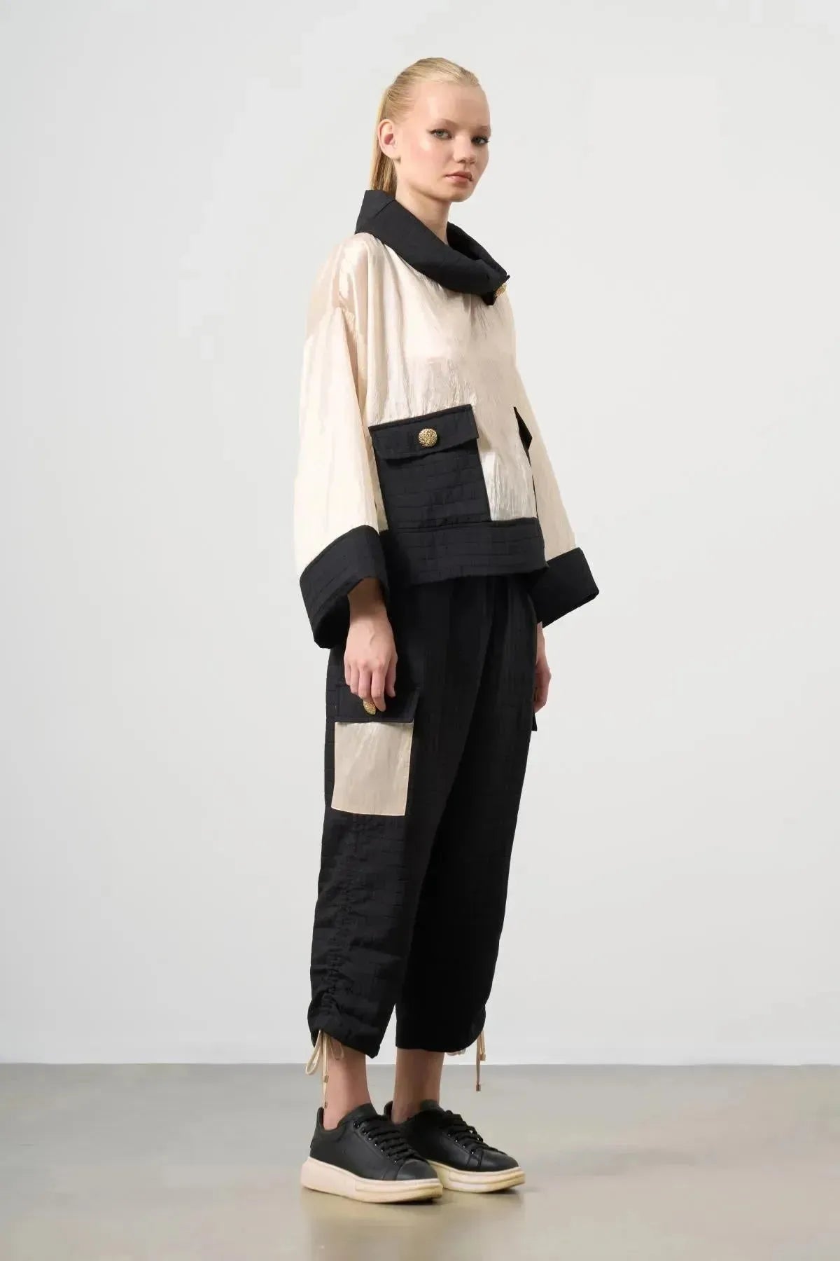 Parachute Fabric Blouse with Pocket Detail