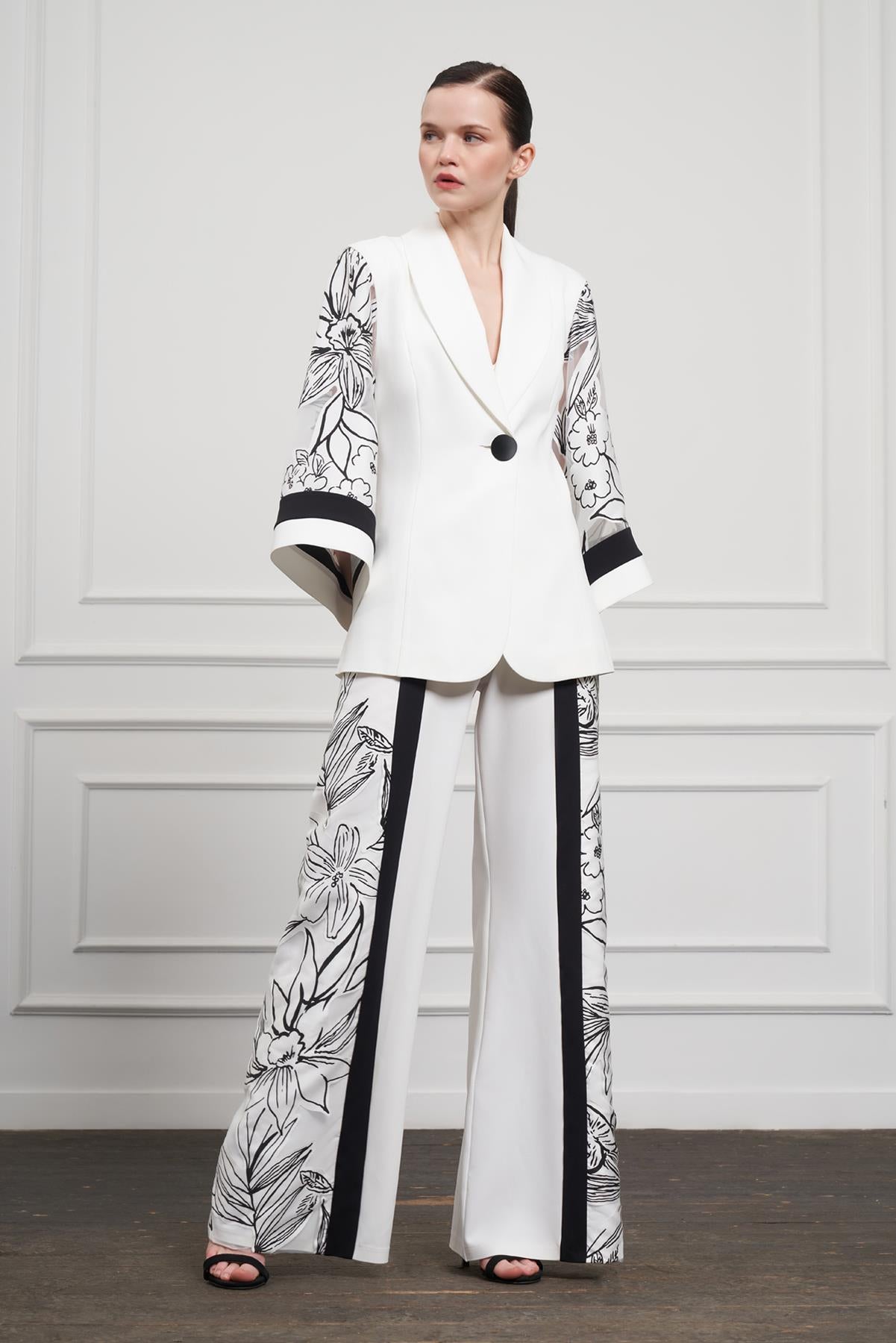 Trousers with Floral Side Patterns