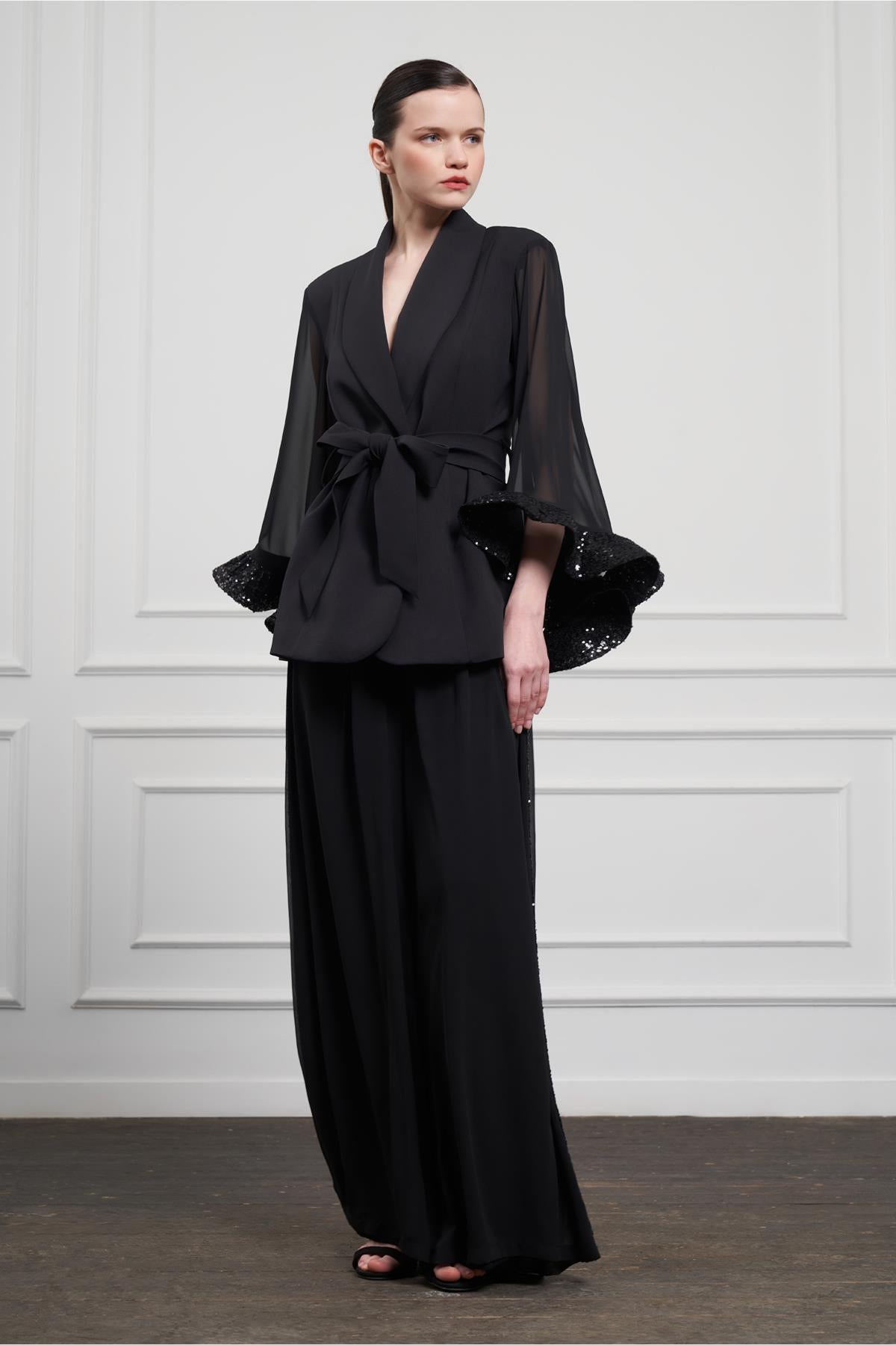 Yan Payet Detaylı Geniş Paça Pantolon