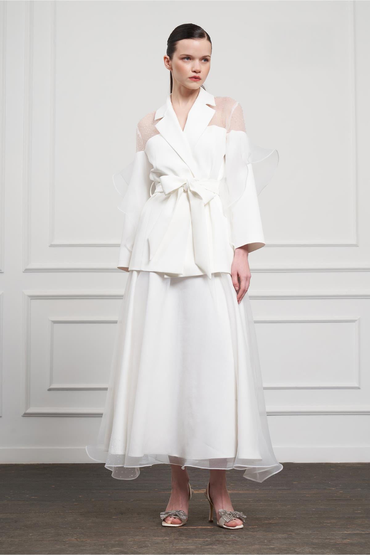 Jacket with Organza Tie on Sleeves and Back