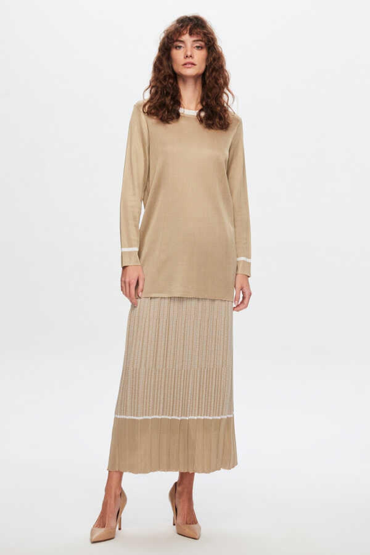 Minimal Desenli Parlak Etek - Eser Giyim