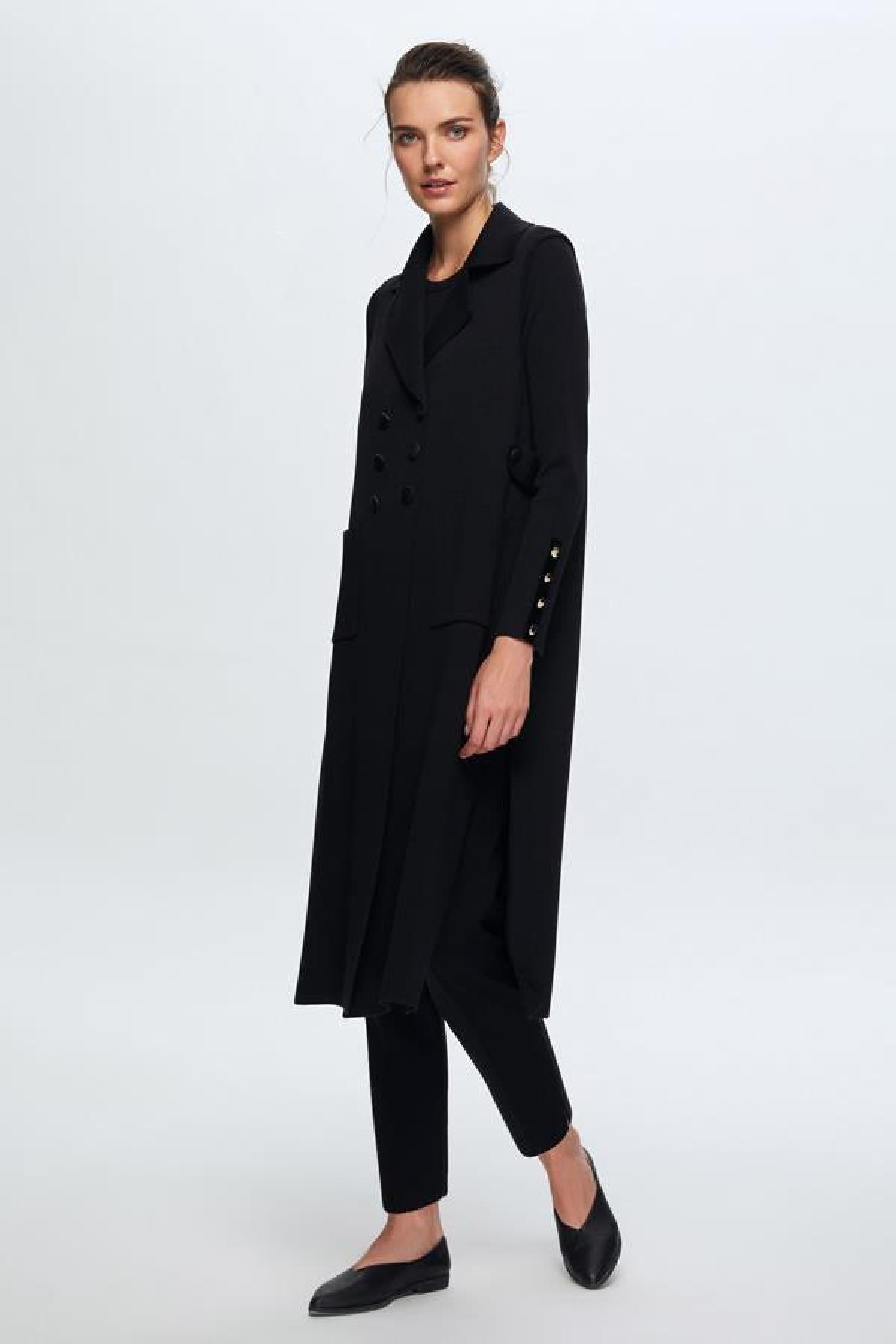 Kruvaze Uzun Triko Kadın Yelek