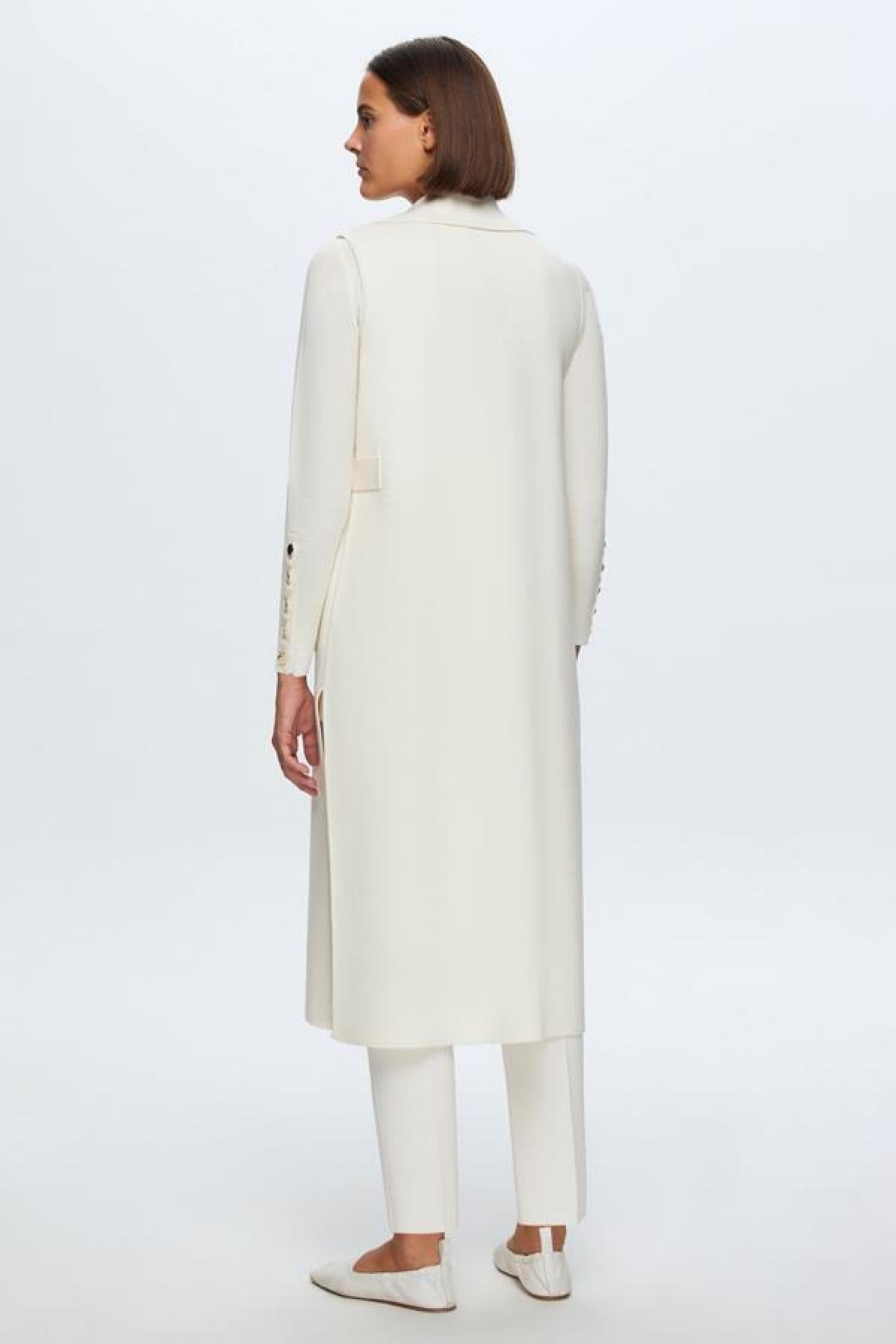 Kruvaze Uzun Triko Kadın Yelek