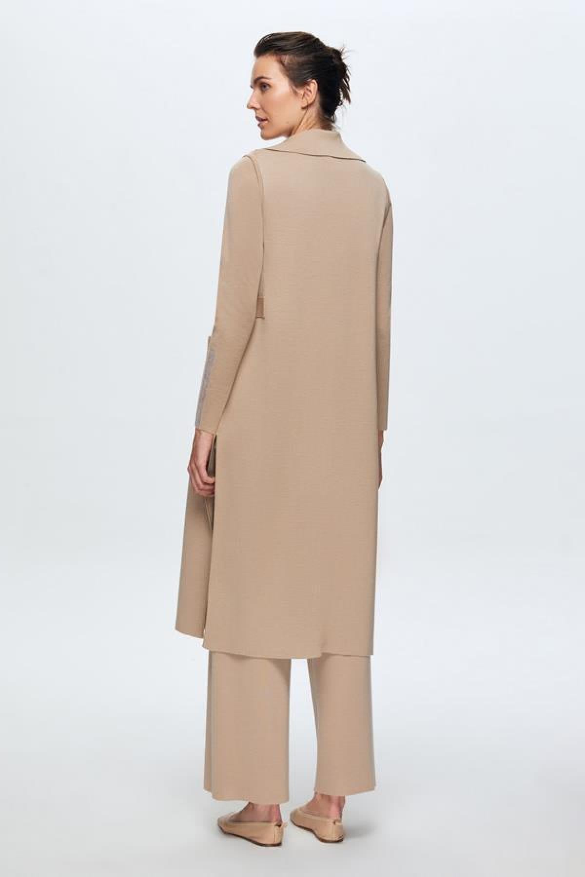 Kruvaze Uzun Triko Kadın Yelek