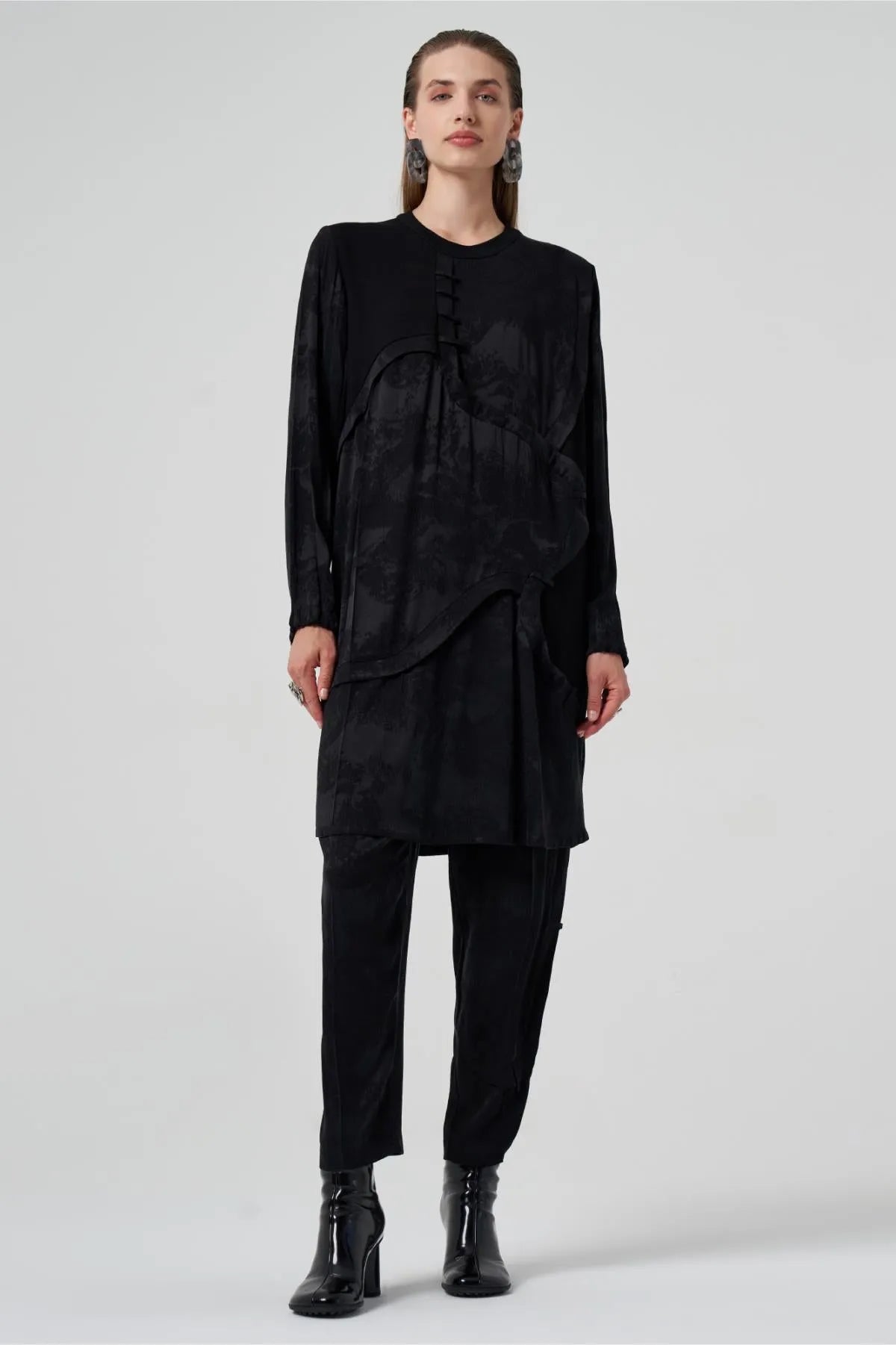 Self-Patterned Pieced Cupro Tunic