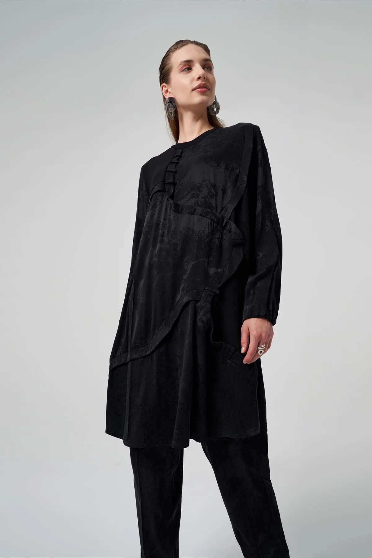Self-Patterned Pieced Cupro Tunic