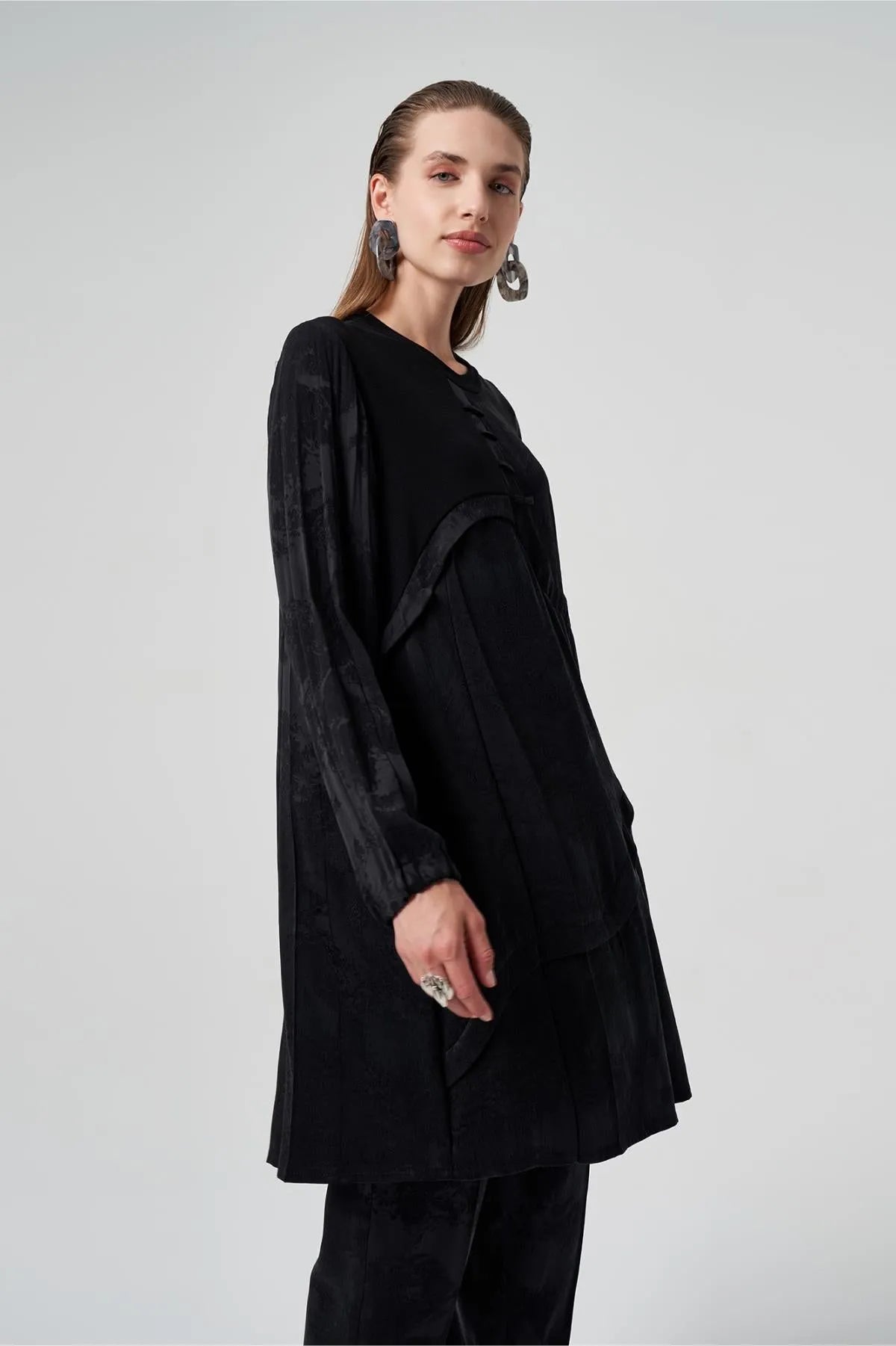 Self-Patterned Pieced Cupro Tunic