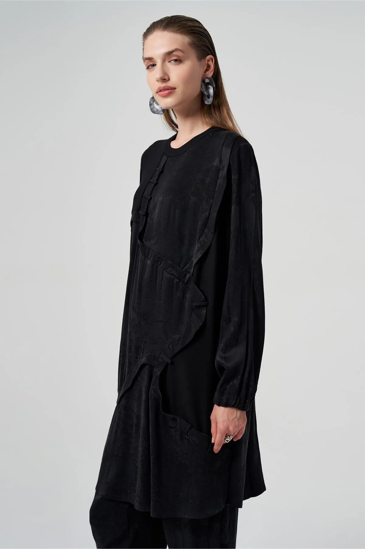 Self-Patterned Pieced Cupro Tunic