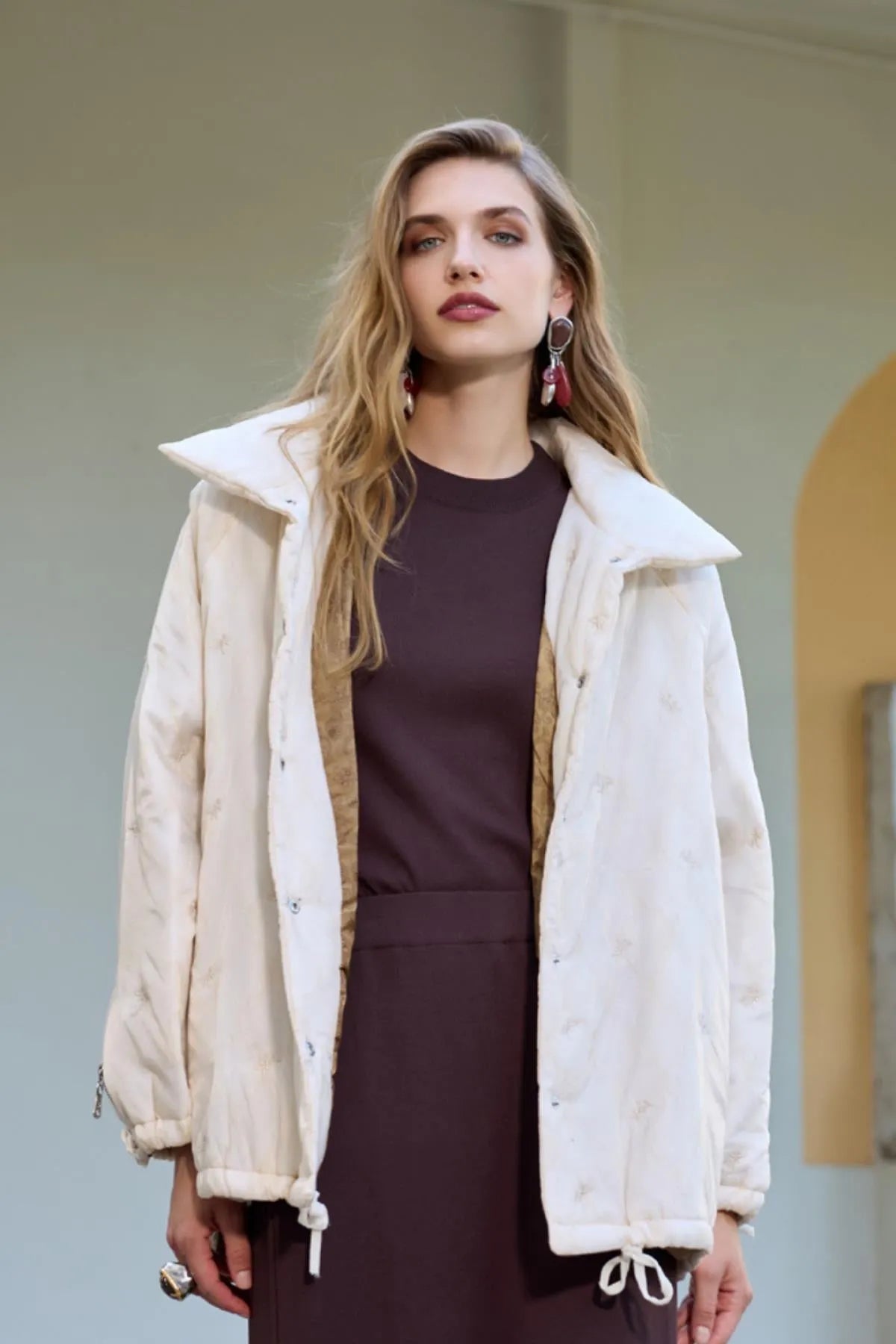 مبطن معطف قصير منتفخ