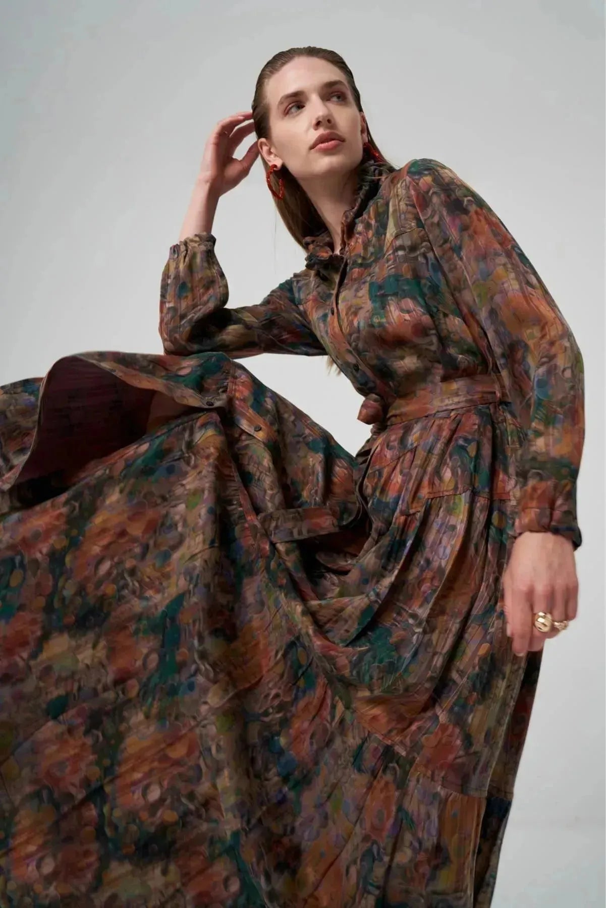 Self Patterned Shirt Dress