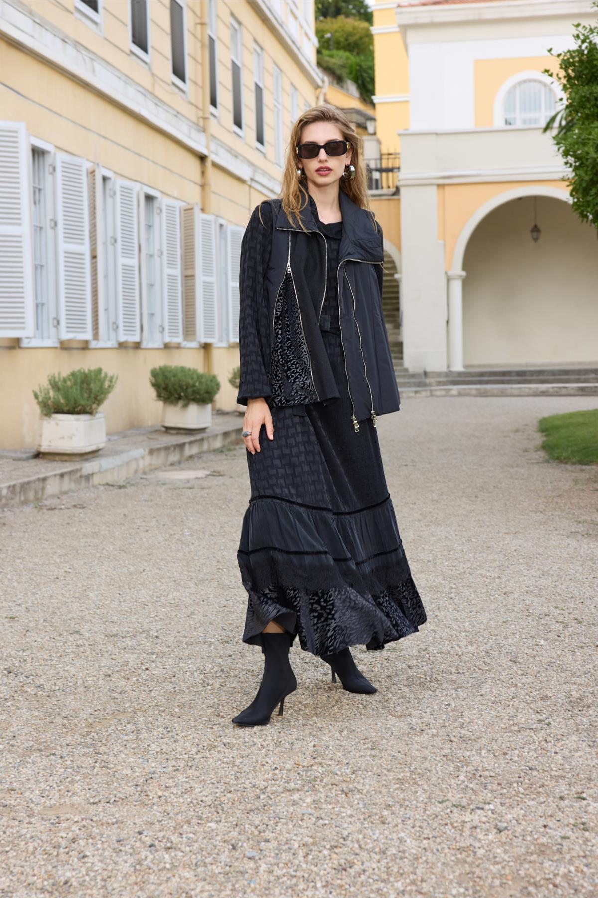 سترة منتفخة بسحاب مفصل