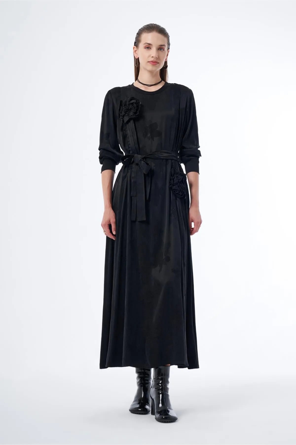 Rose Brooch Cupro Dress