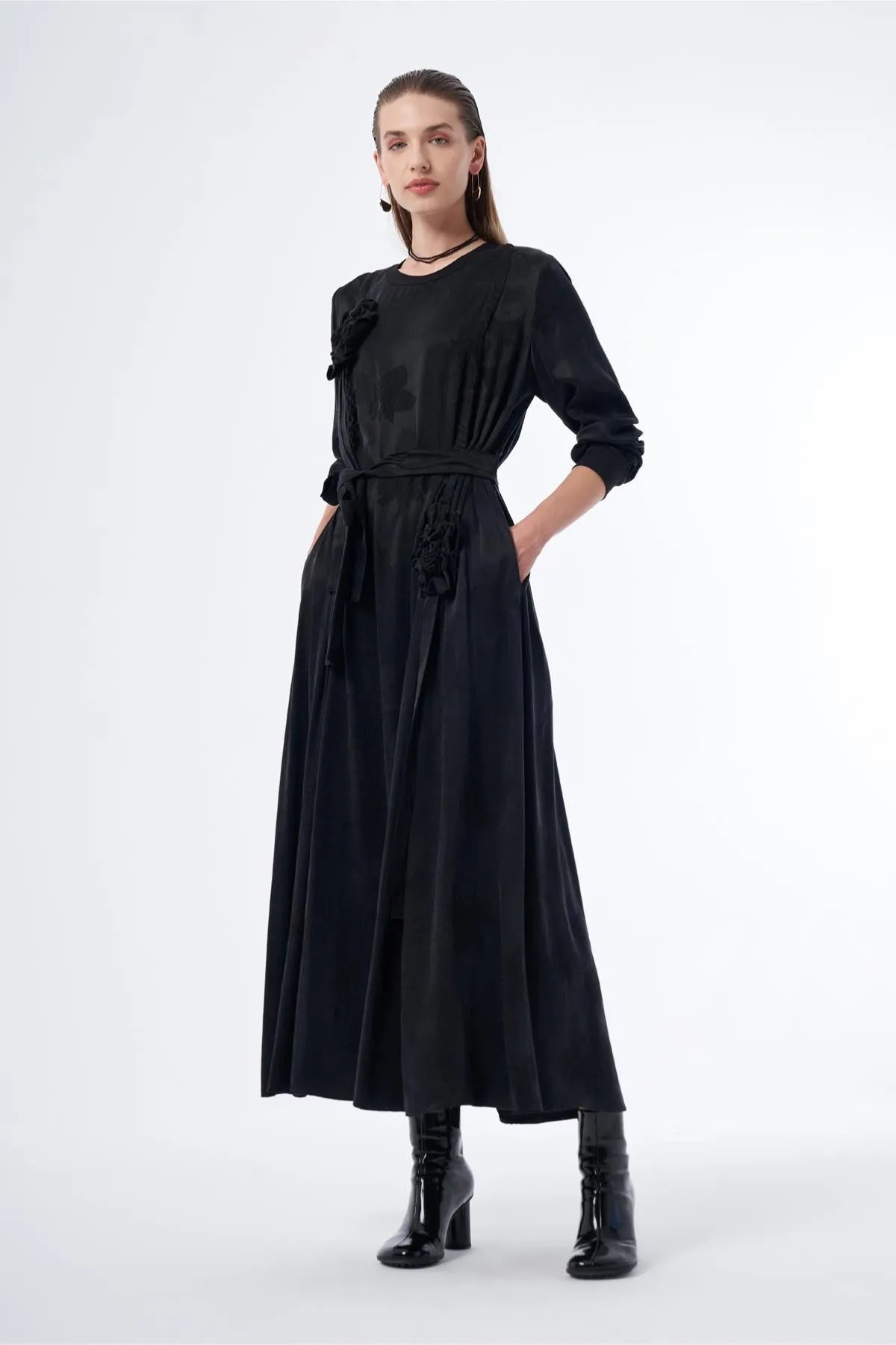 Rose Brooch Cupro Dress