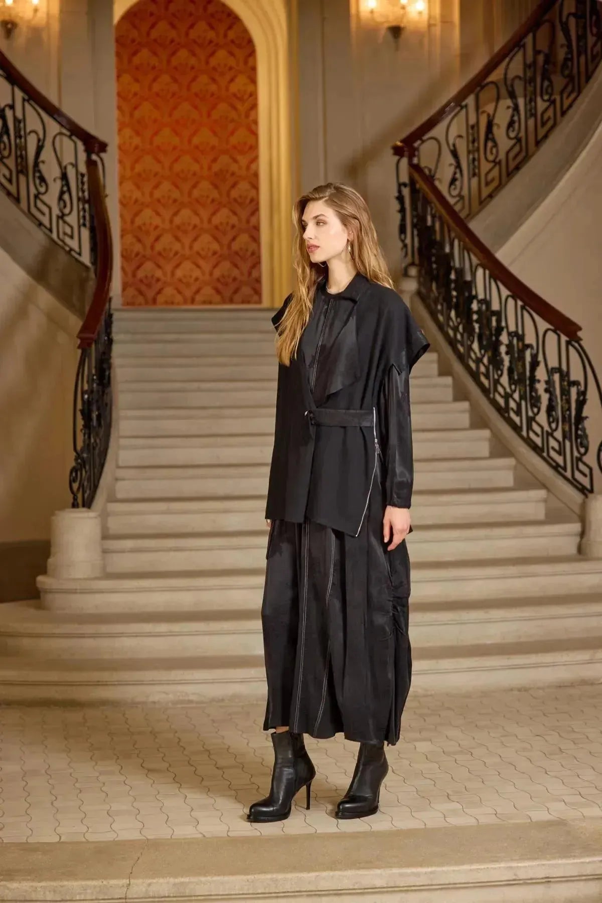 Zipper Detailed Vest Cupro Dress