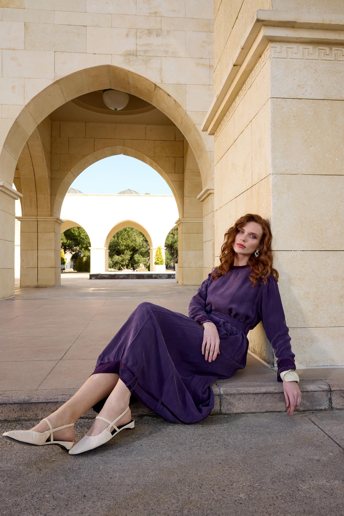 Önü Cepli Fermuar Detaylı Cupro Elbise