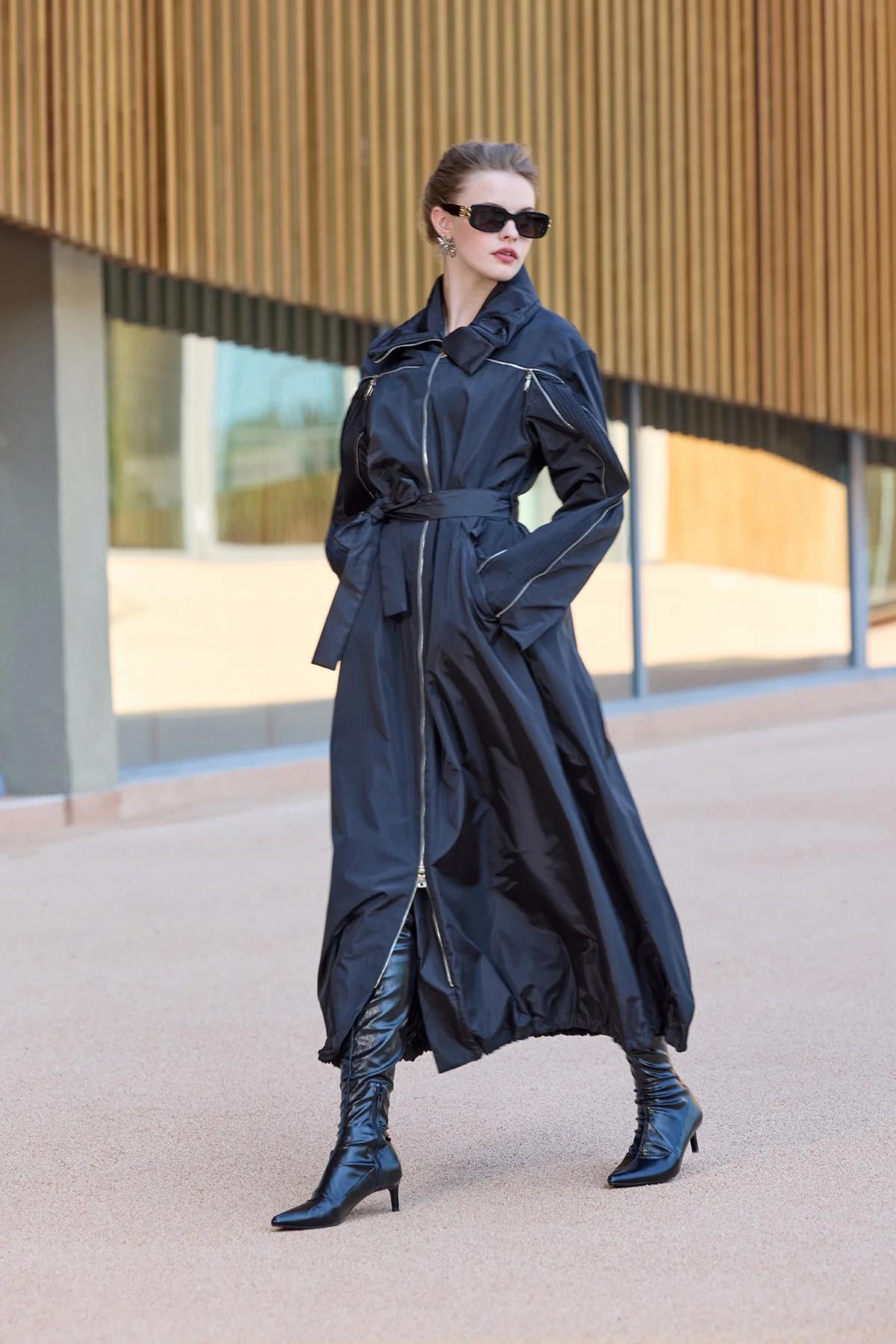 Kol ve Ön Fermuar Detaylı Pardesü