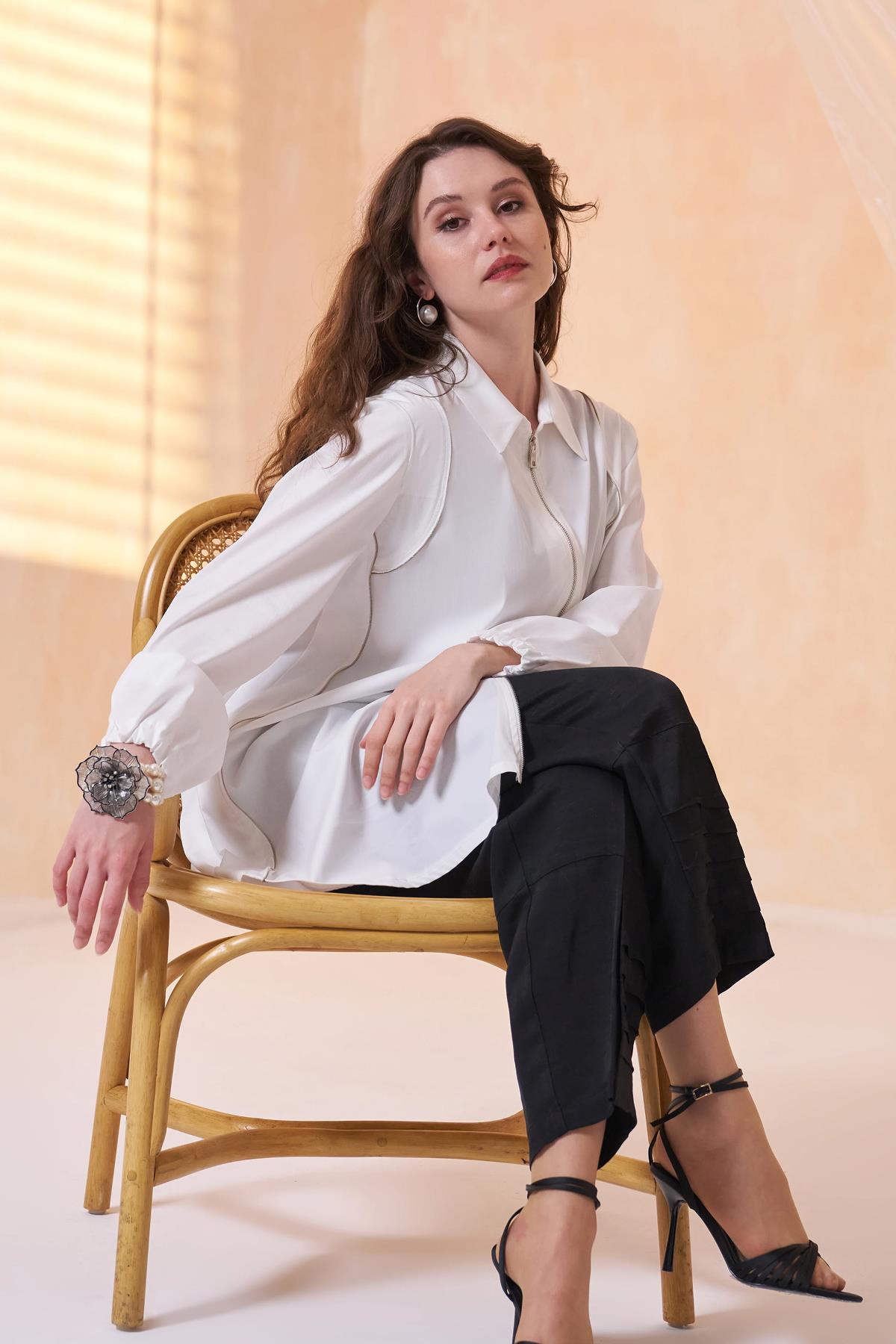 تونيك بتفاصيل سحاب على الكتف والجانب