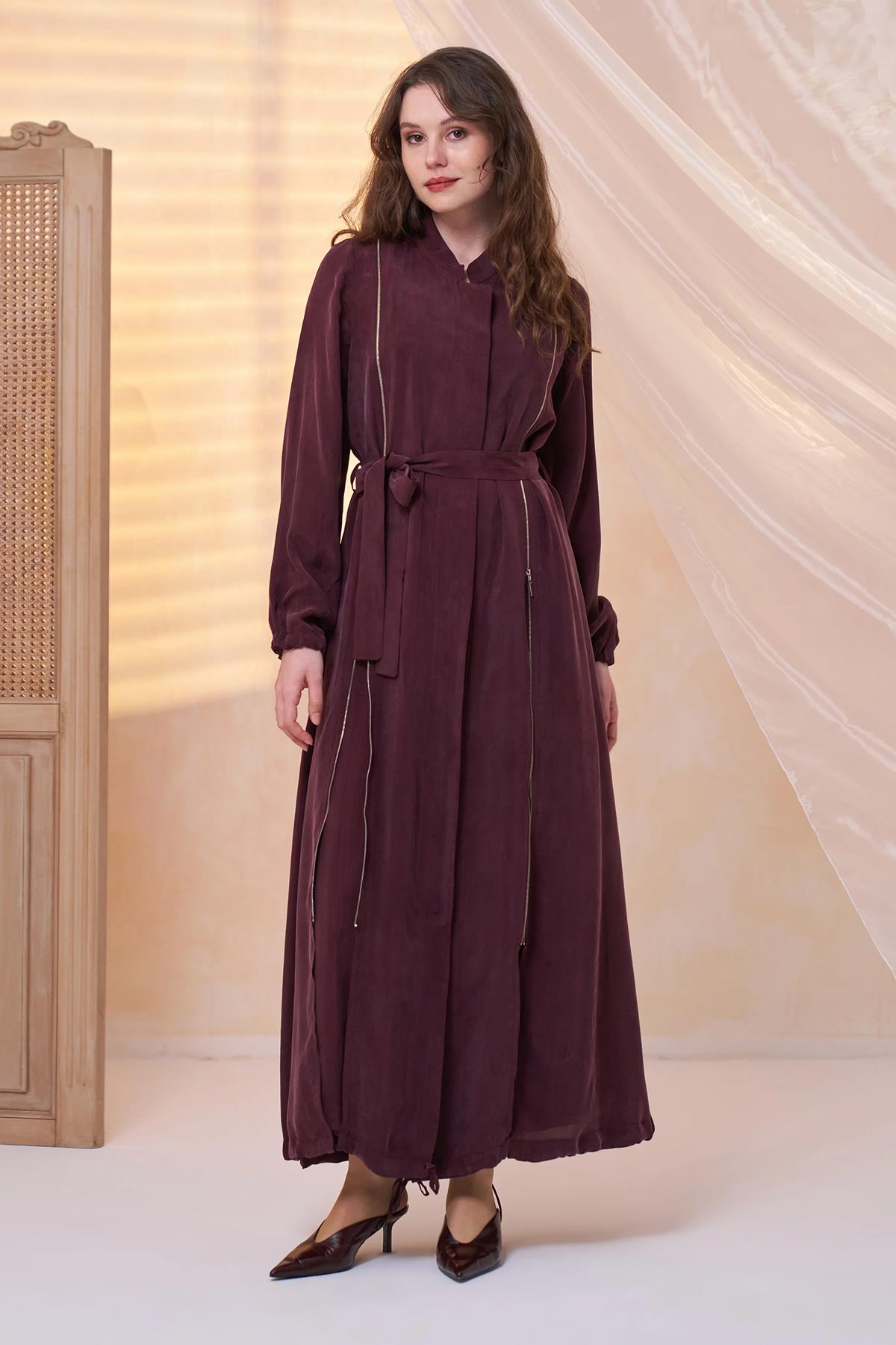 Fermuar Detaylı Cupro Ferace