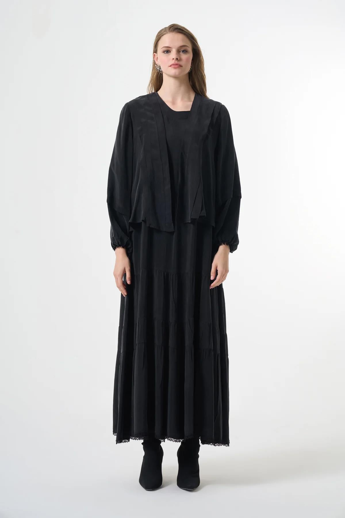 Ceketli Cupro Büyük Beden Elbise