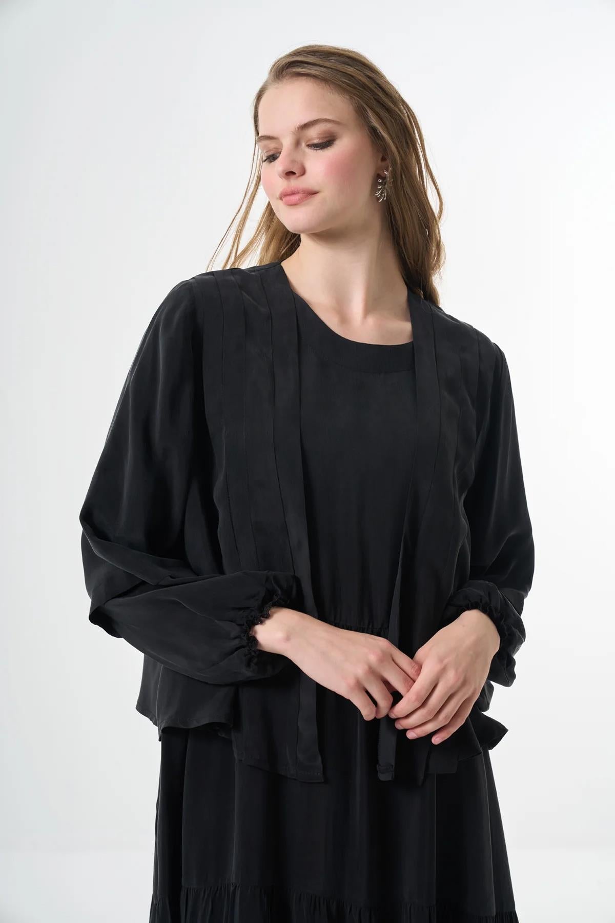 Ceketli Cupro Büyük Beden Elbise