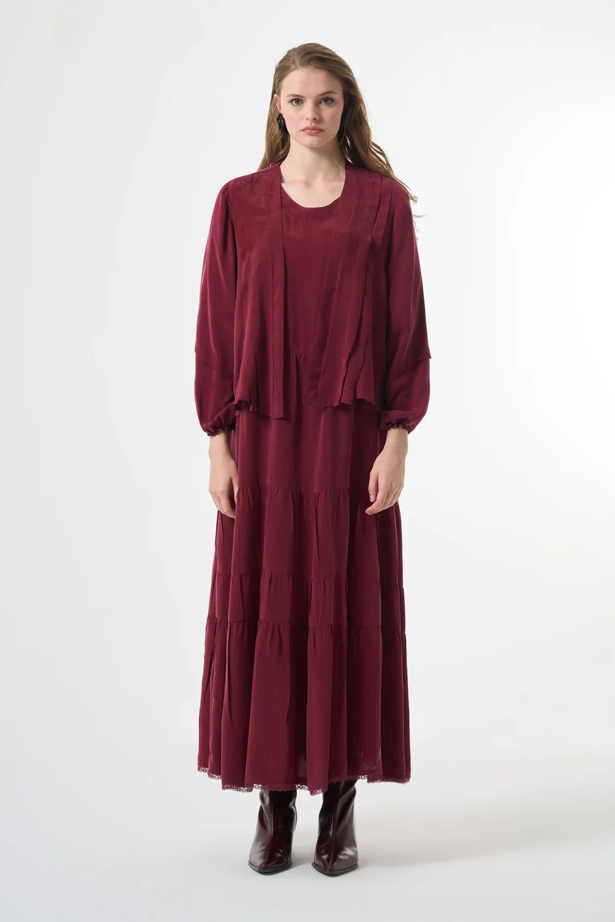 Ceketli Cupro Büyük Beden Elbise