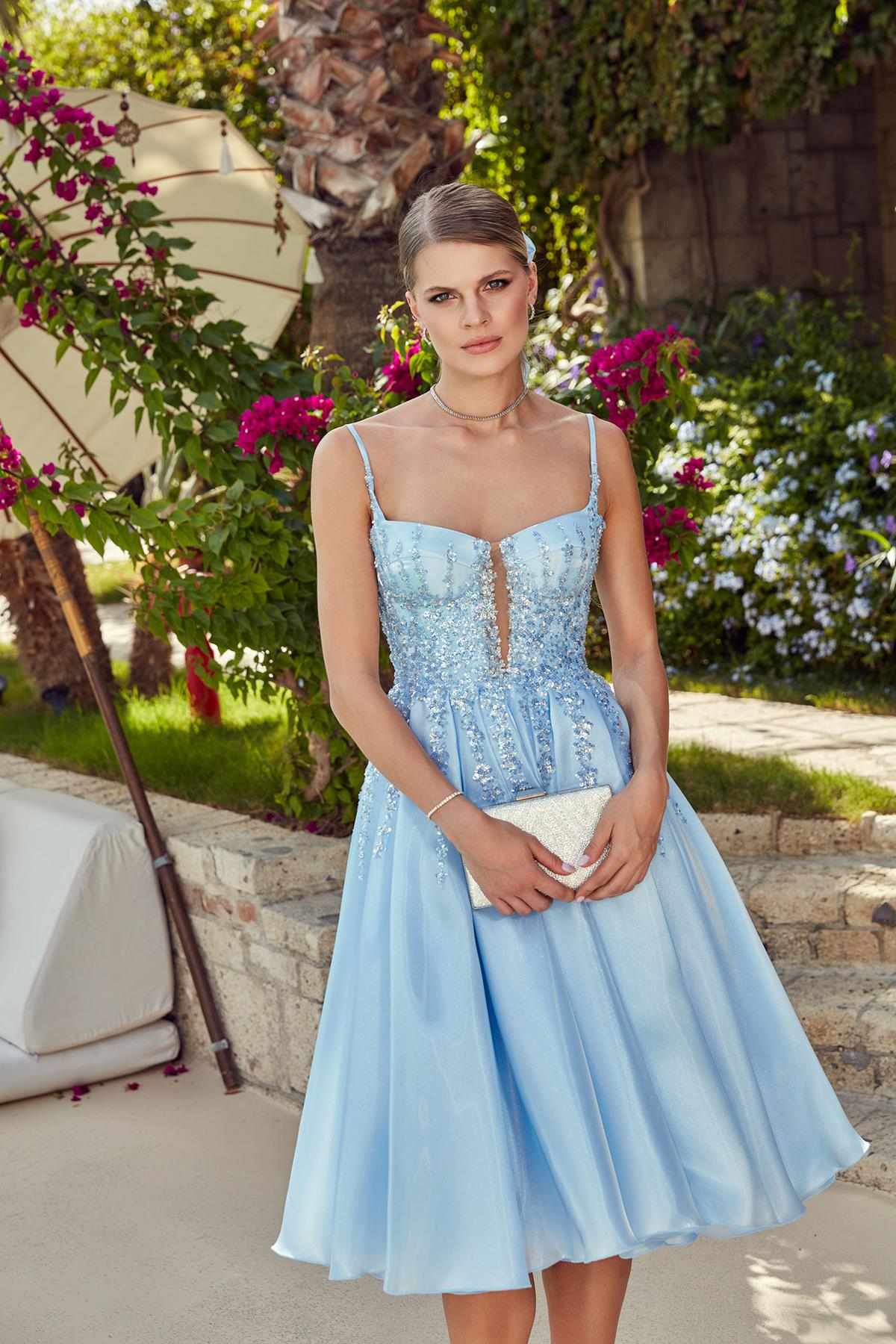 Thin Straps Low Cut Midi Dress