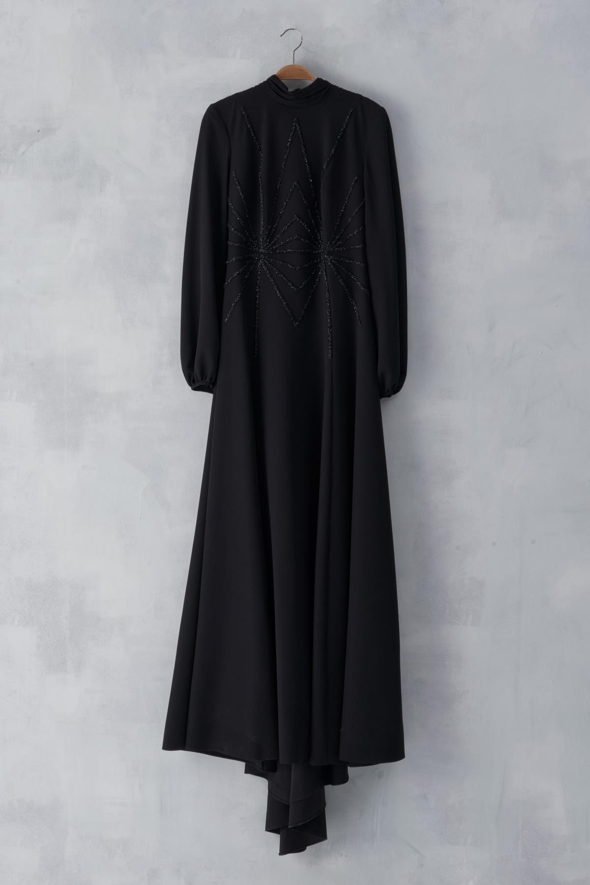 Ön Simetrik Taş İşli Elbise - Eser Giyim